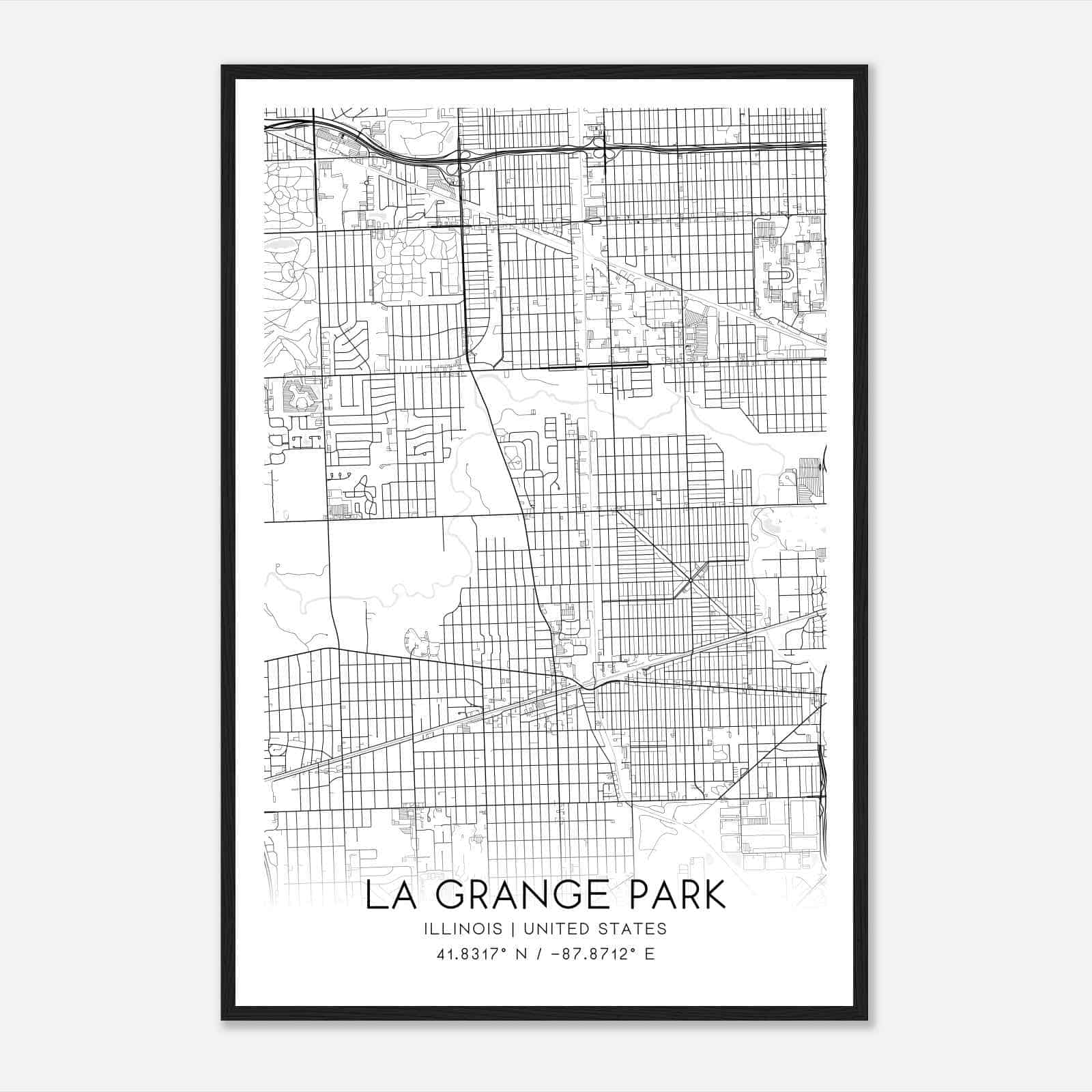 La Grange Park Illinois Map Poster, Modern Home Decor Wall Art Print