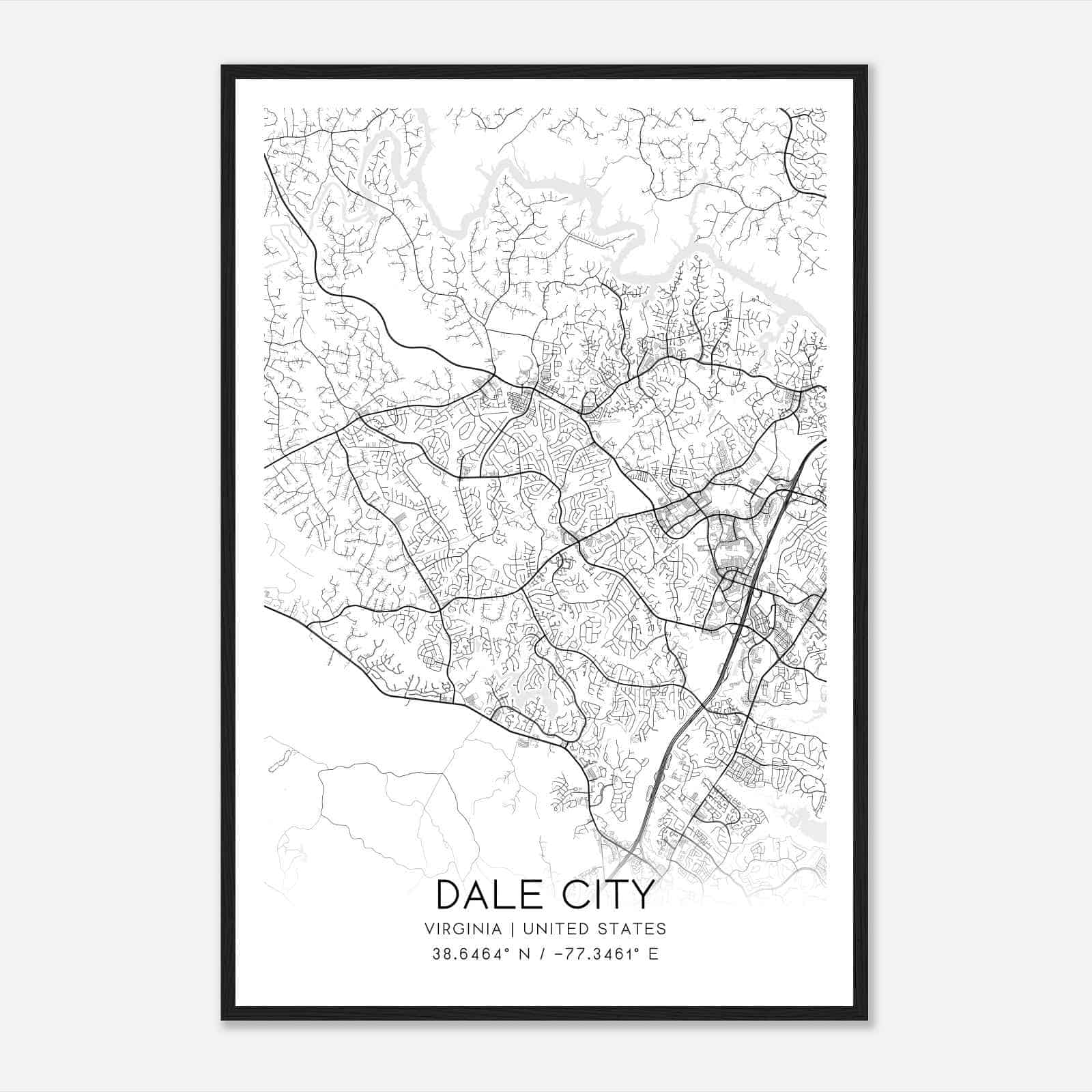 Dale City Virginia Map Poster, Modern Home Decor Wall Art Print
