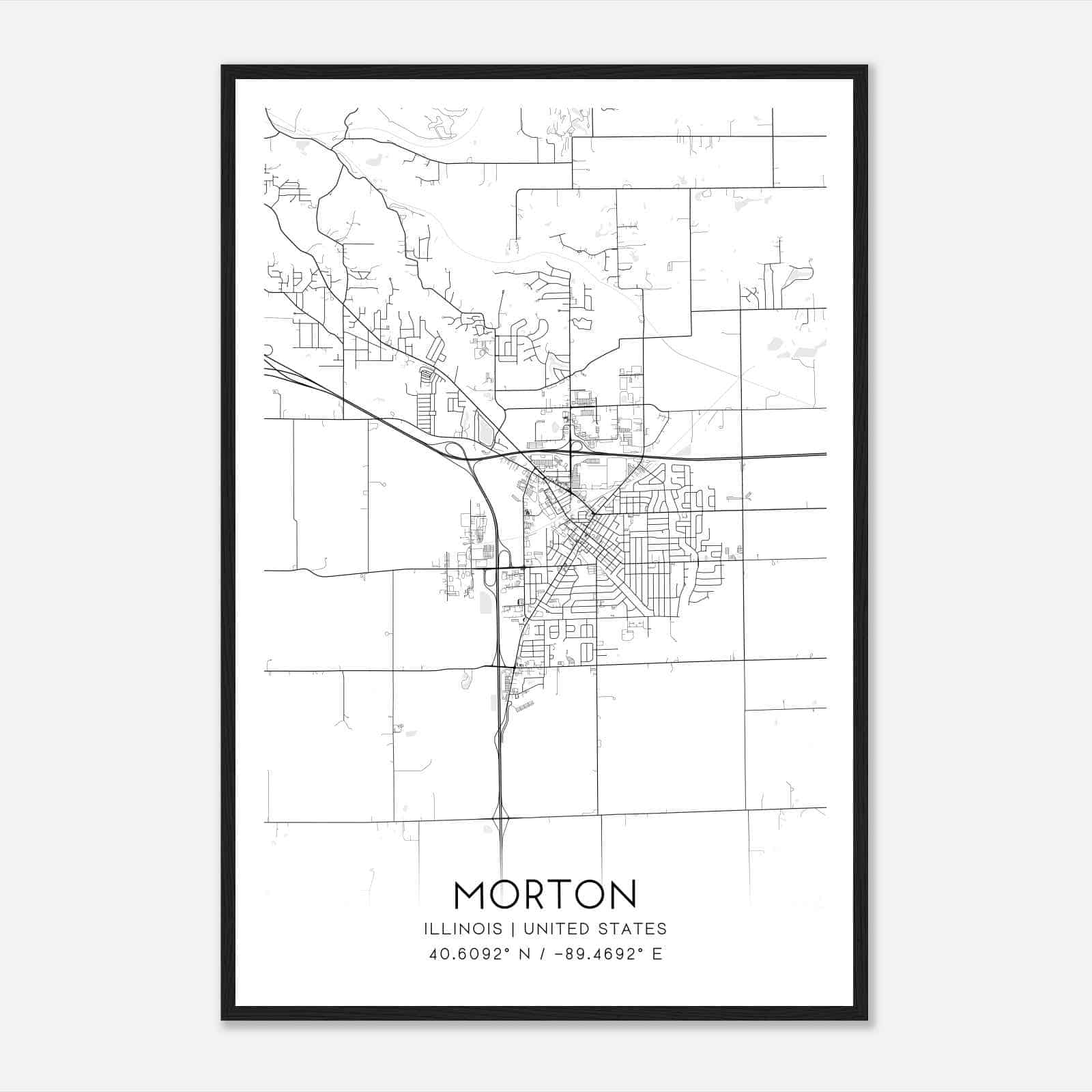Morton Illinois Map Poster, Modern Home Decor Wall Art Print