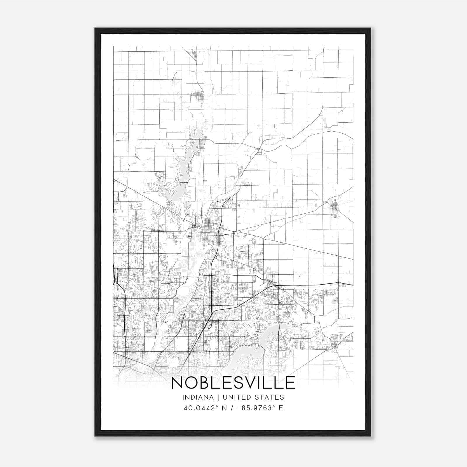 Noblesville Indiana Map Poster, Modern Home Decor Wall Art Print Noblesville Indiana Map Poster, Modern Home Decor Wall Art Print