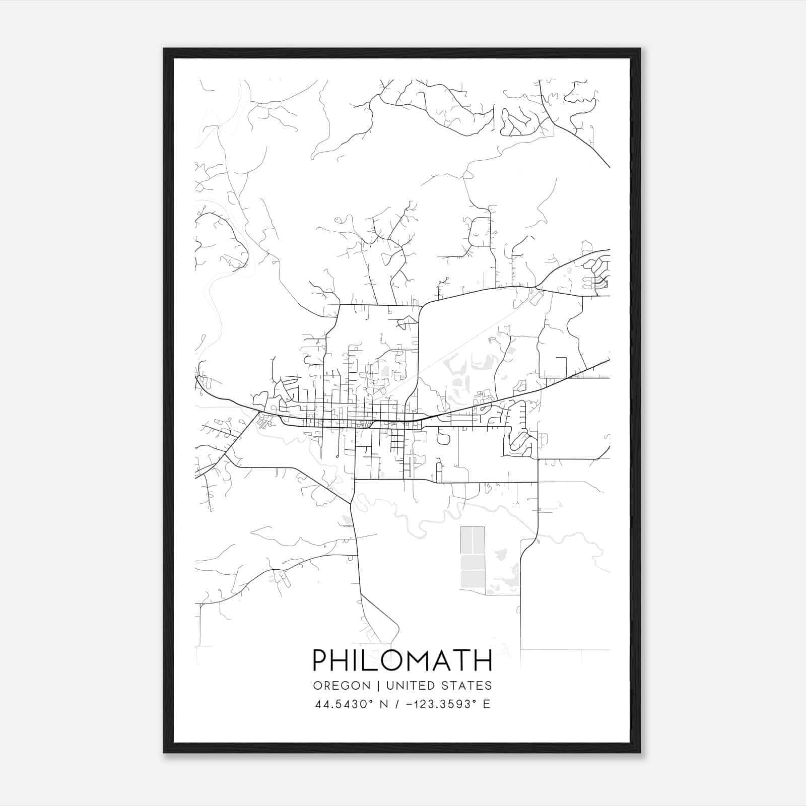 Philomath Oregon Map Poster, Modern Home Decor Wall Art Print