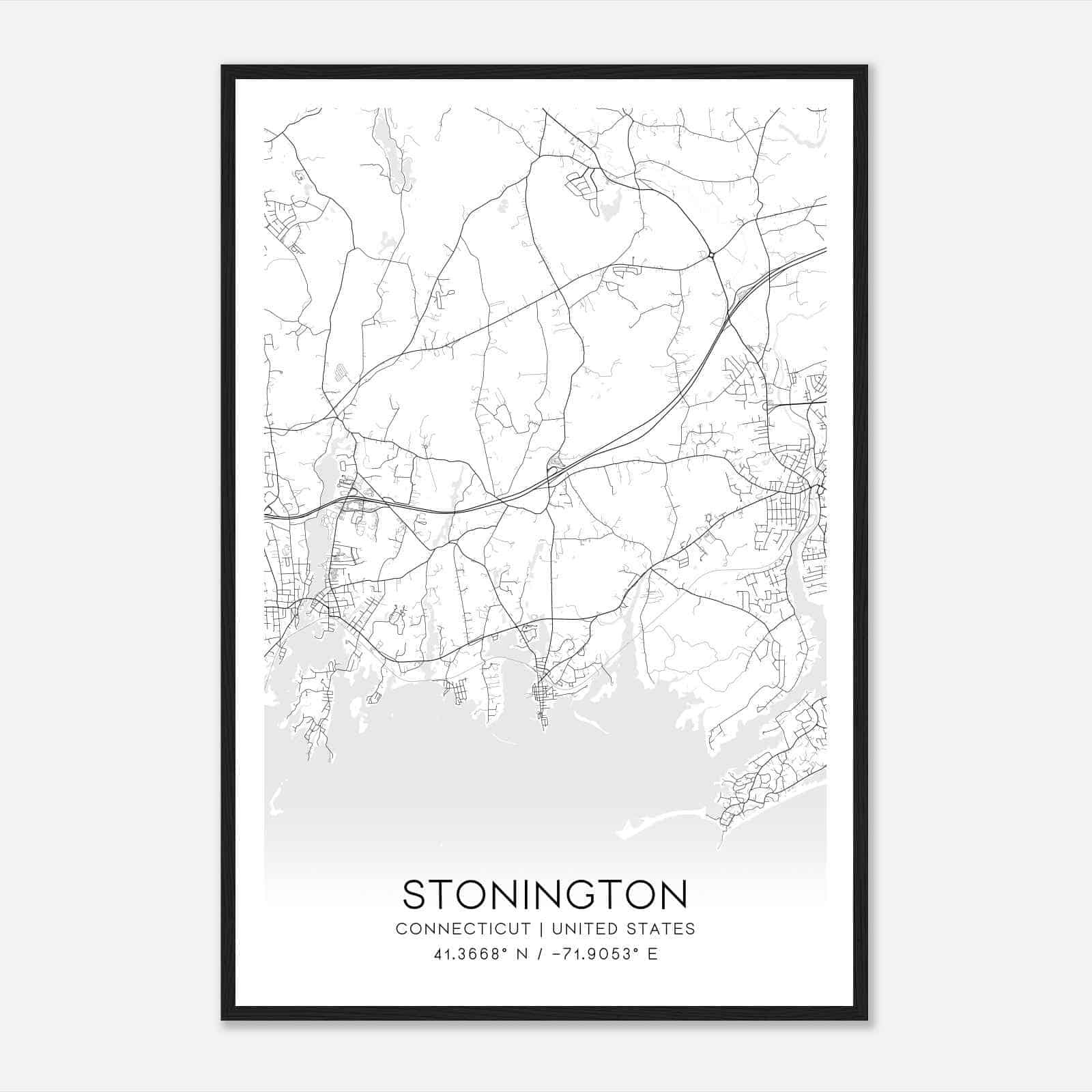 Stonington Connecticut Map Poster, Modern Home Decor Wall Art Print