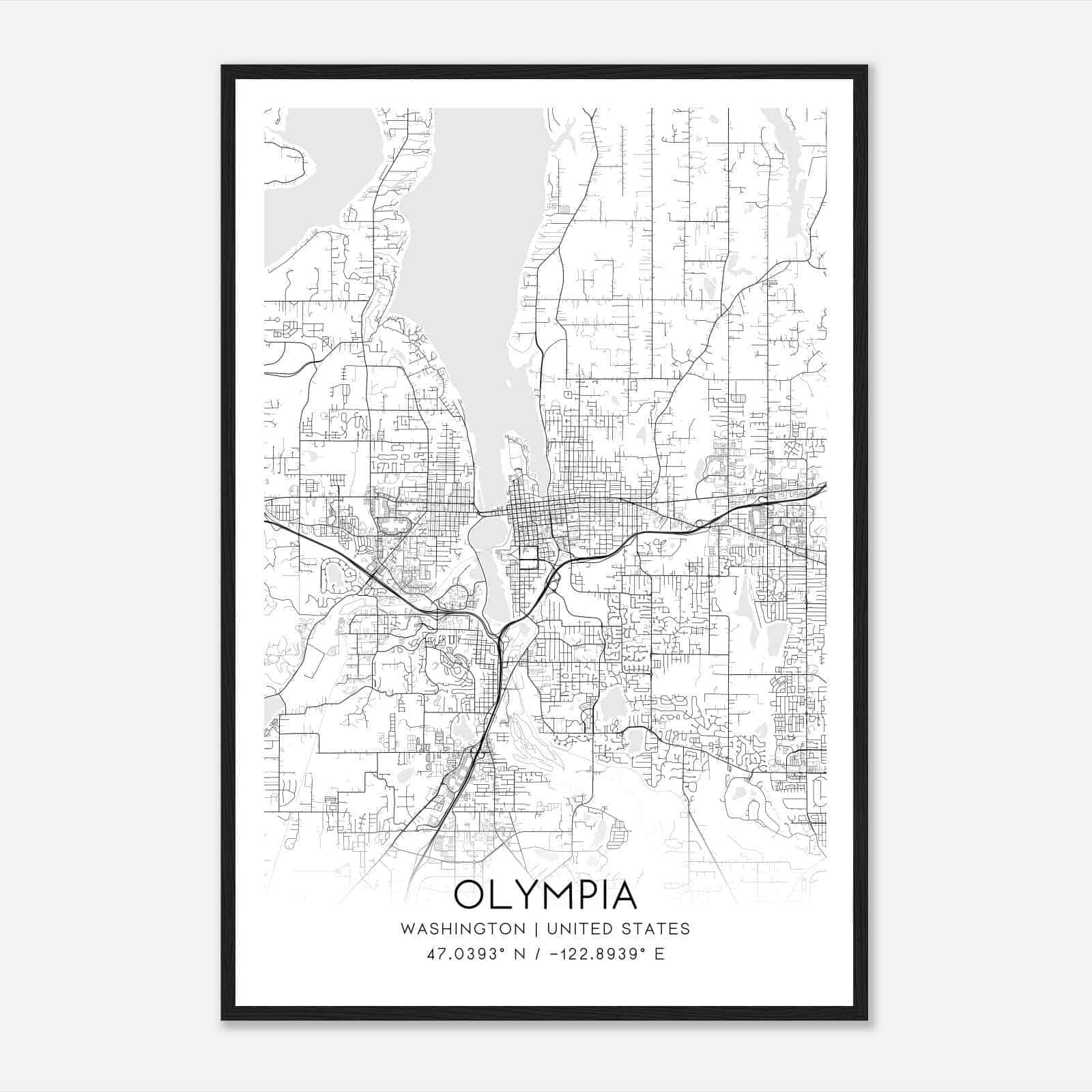 Olympia Washington Map Poster, Modern Home Decor Wall Art Print