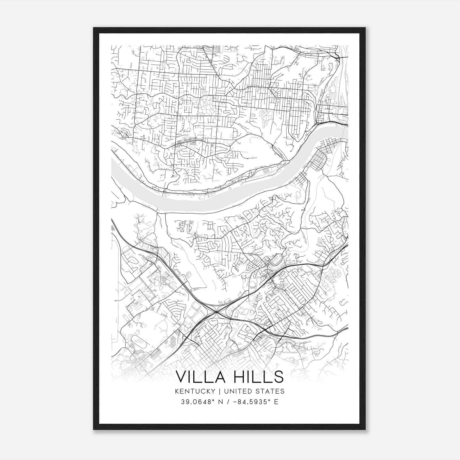 Villa Hills Kentucky Map Poster, Modern Home Decor Wall Art Print Villa Hills Kentucky Map Poster, Modern Home Decor Wall Art Print
