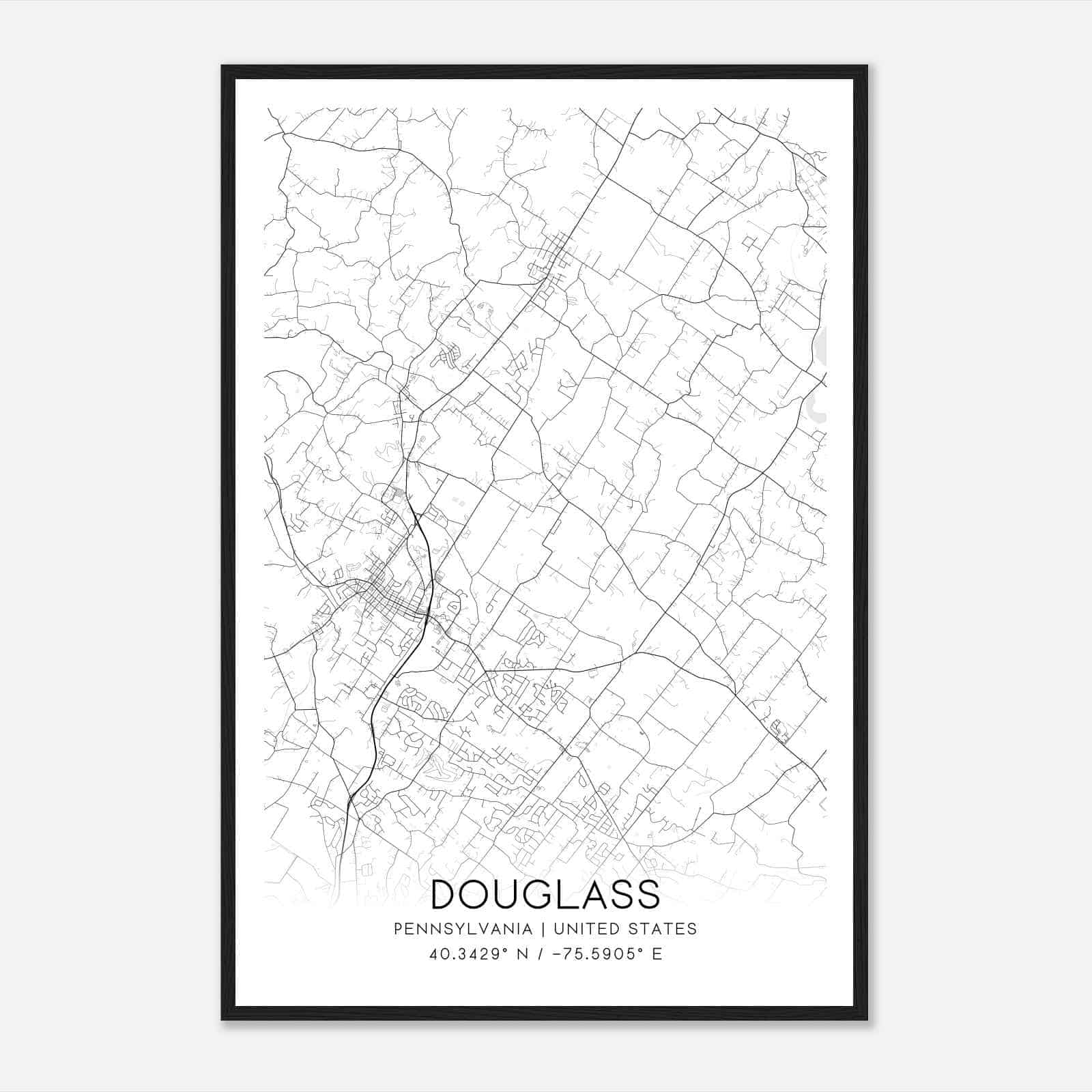 Douglass Pennsylvania Map Poster, Modern Home Decor Wall Art Print