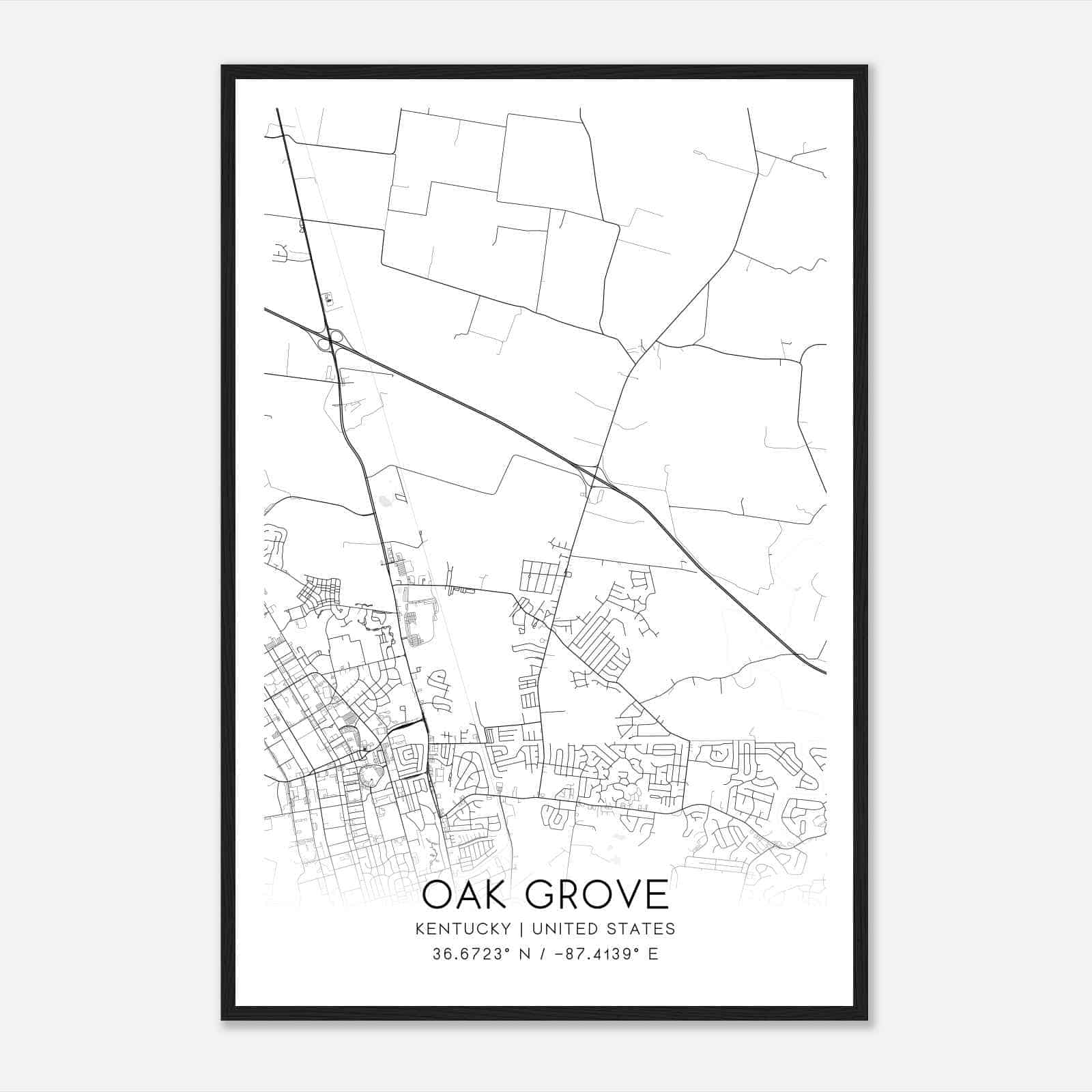 Custom Oak Grove United States Map Poster Mapmory