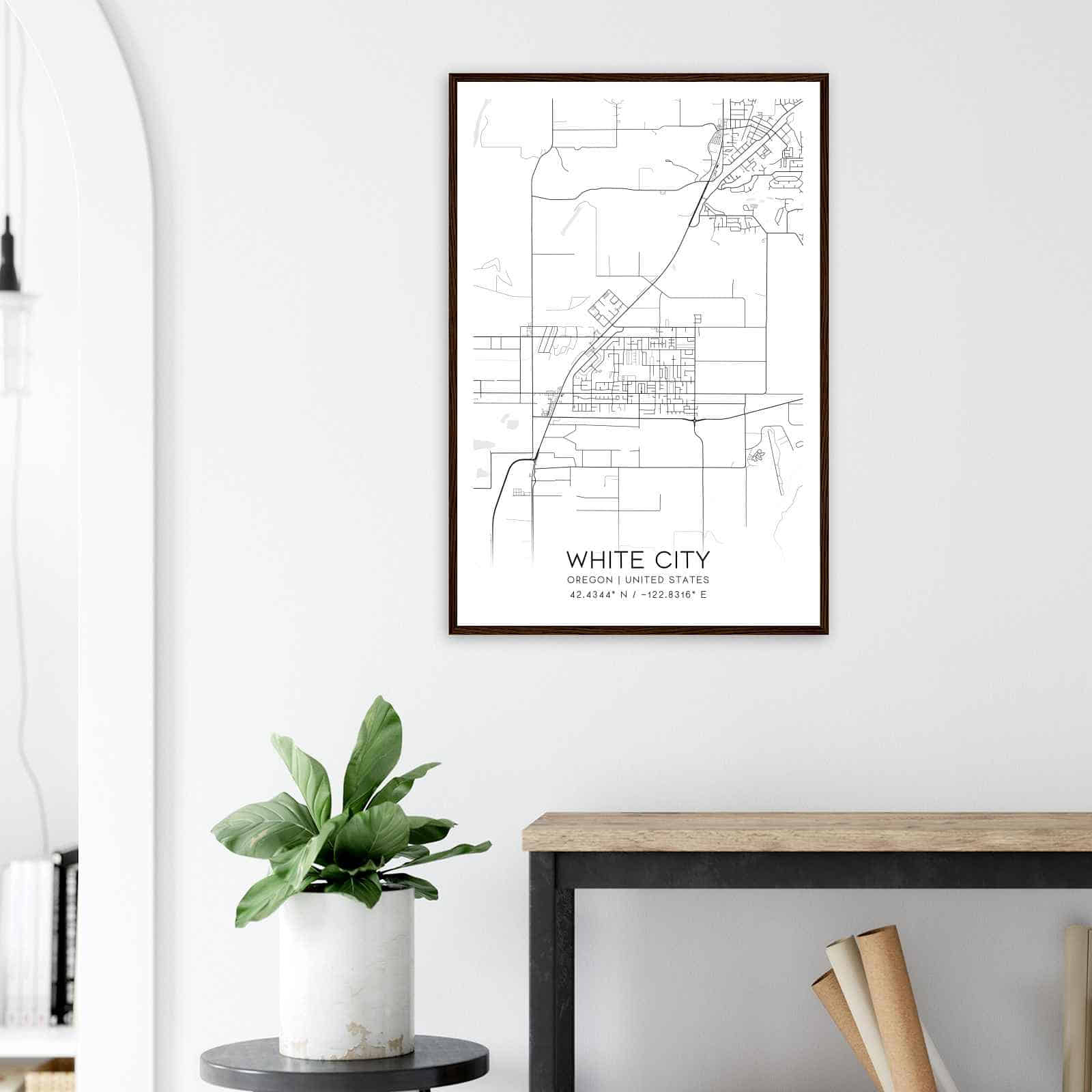 White City Oregon Map Poster, Modern Home Decor Wall Art Print Custom