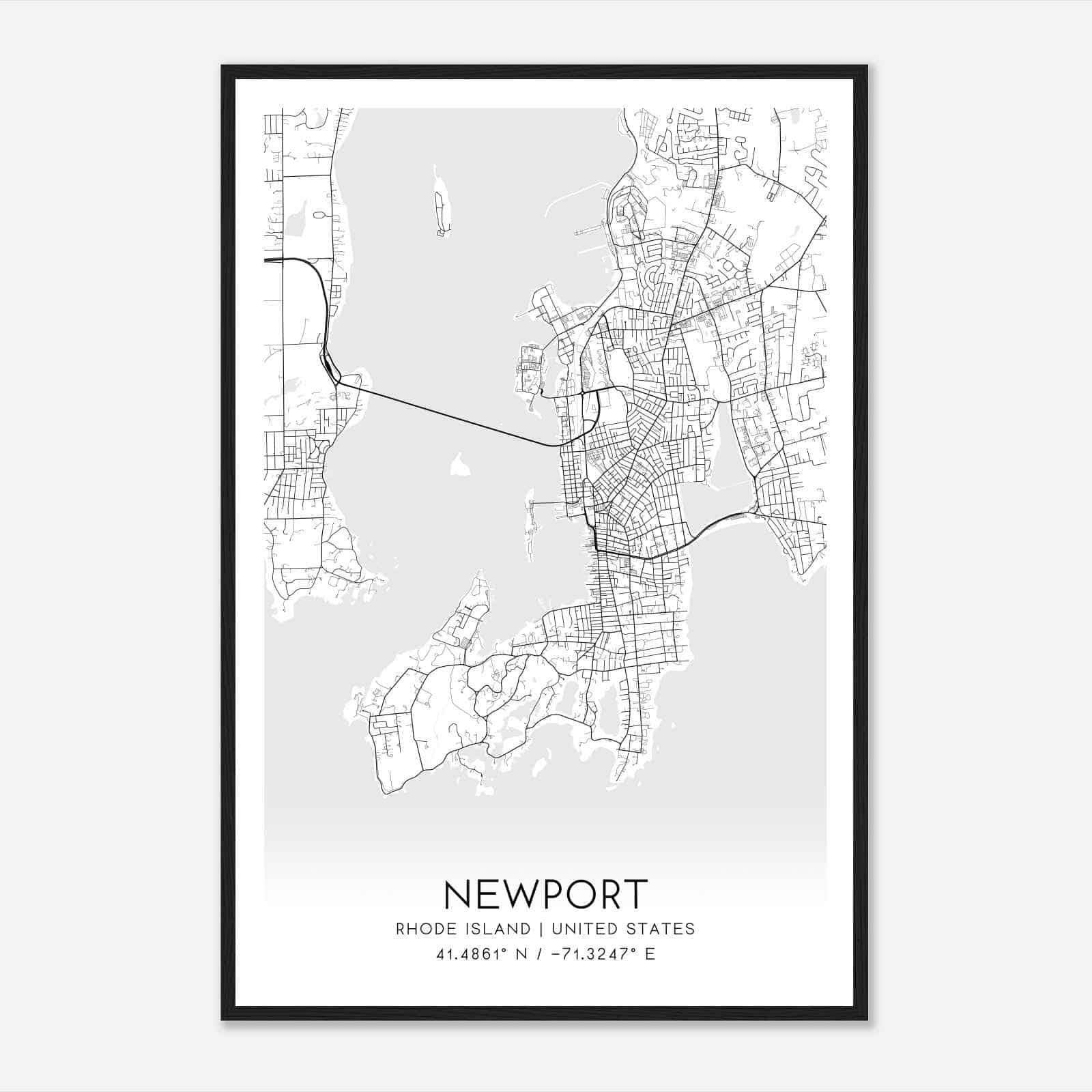 Newport Rhode Island Map Poster, Modern Home Decor Wall Art Print