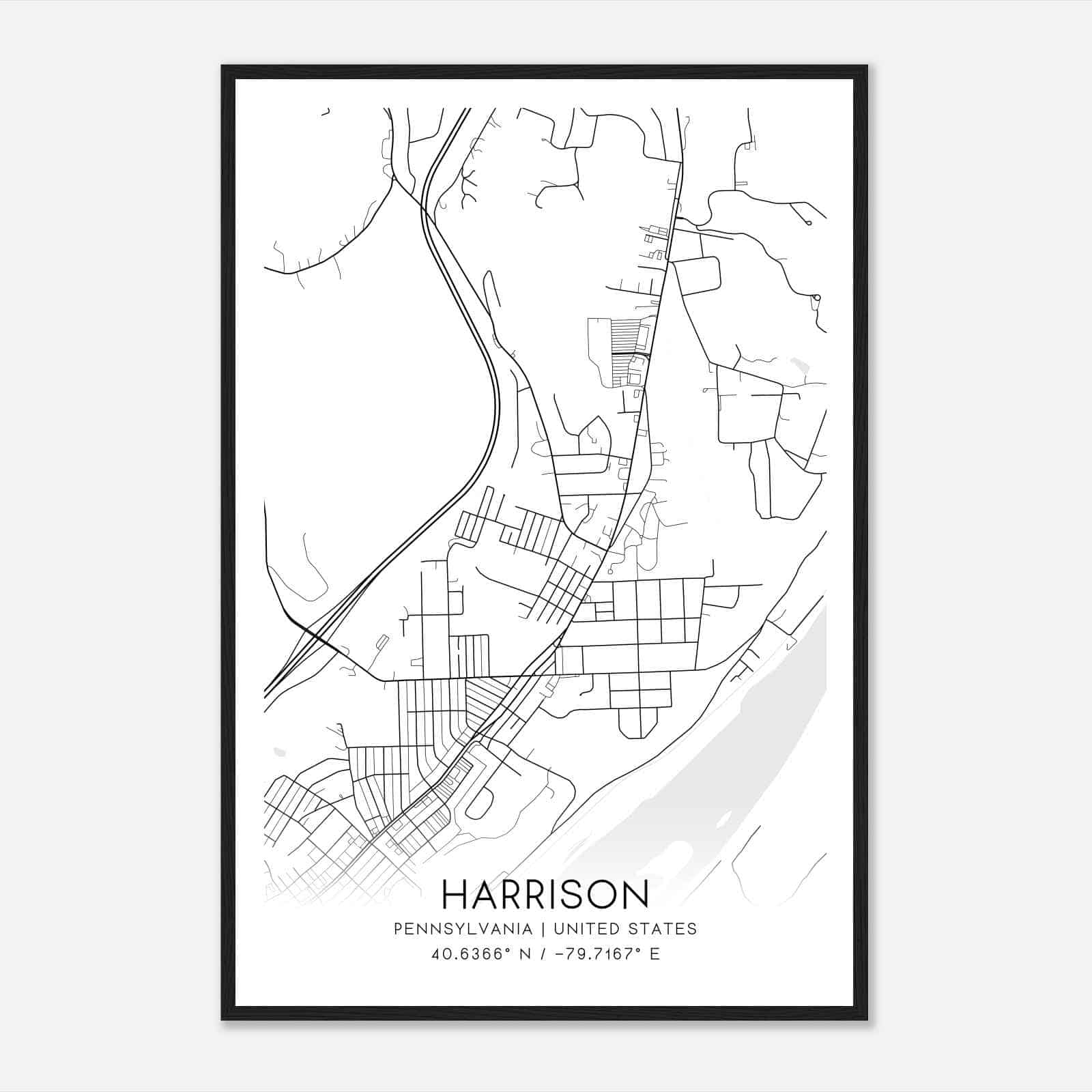 Harrison Pennsylvania Map Poster, Modern Home Decor Wall Art Print