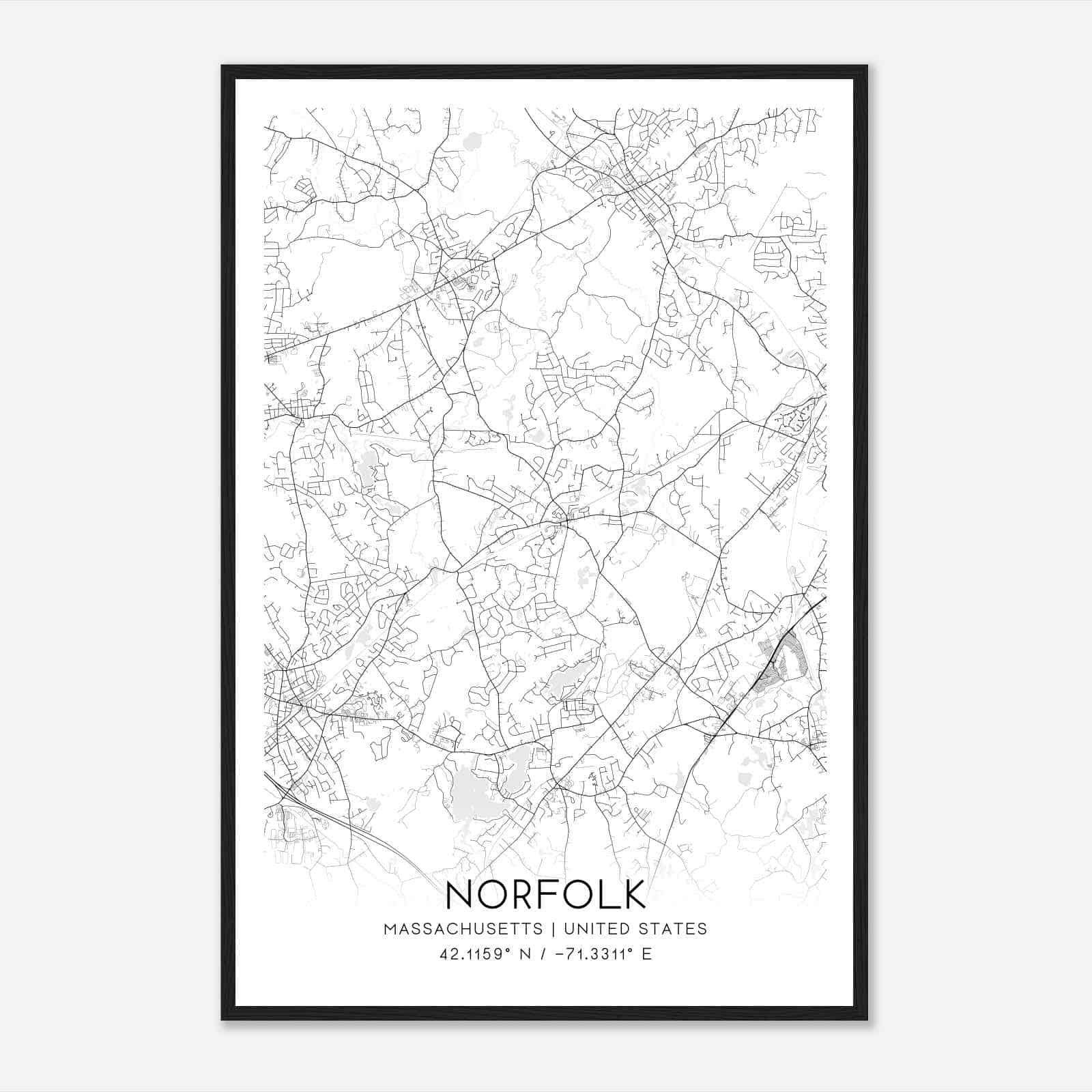 Norfolk Massachusetts Map Poster, Modern Home Decor Wall Art Print Norfolk Massachusetts Map Poster, Modern Home Decor Wall Art Print