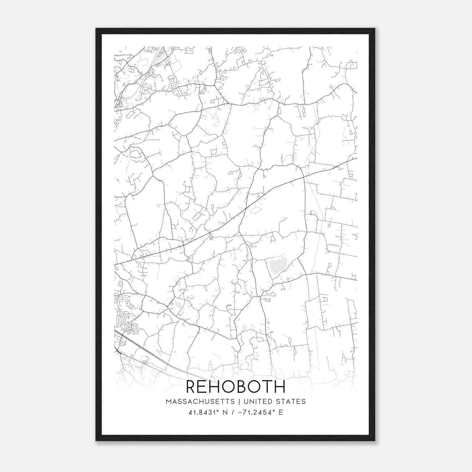 Rehoboth Massachusetts Map Poster, Modern Home Decor Wall Art Print Rehoboth Massachusetts Map Poster, Modern Home Decor Wall Art Print