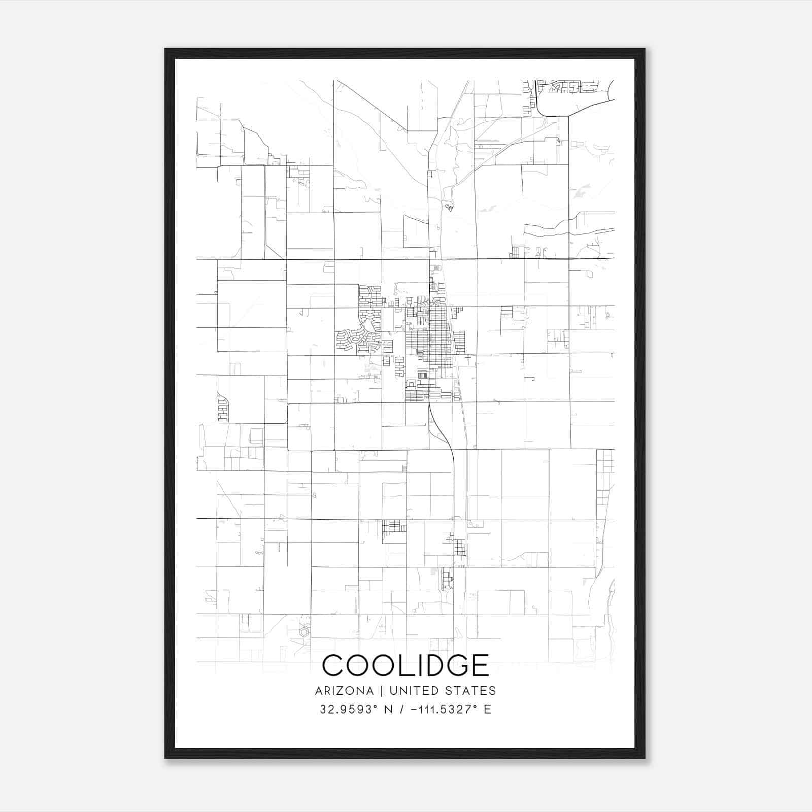 Coolidge Arizona Map Poster, Modern Home Decor Wall Art Print