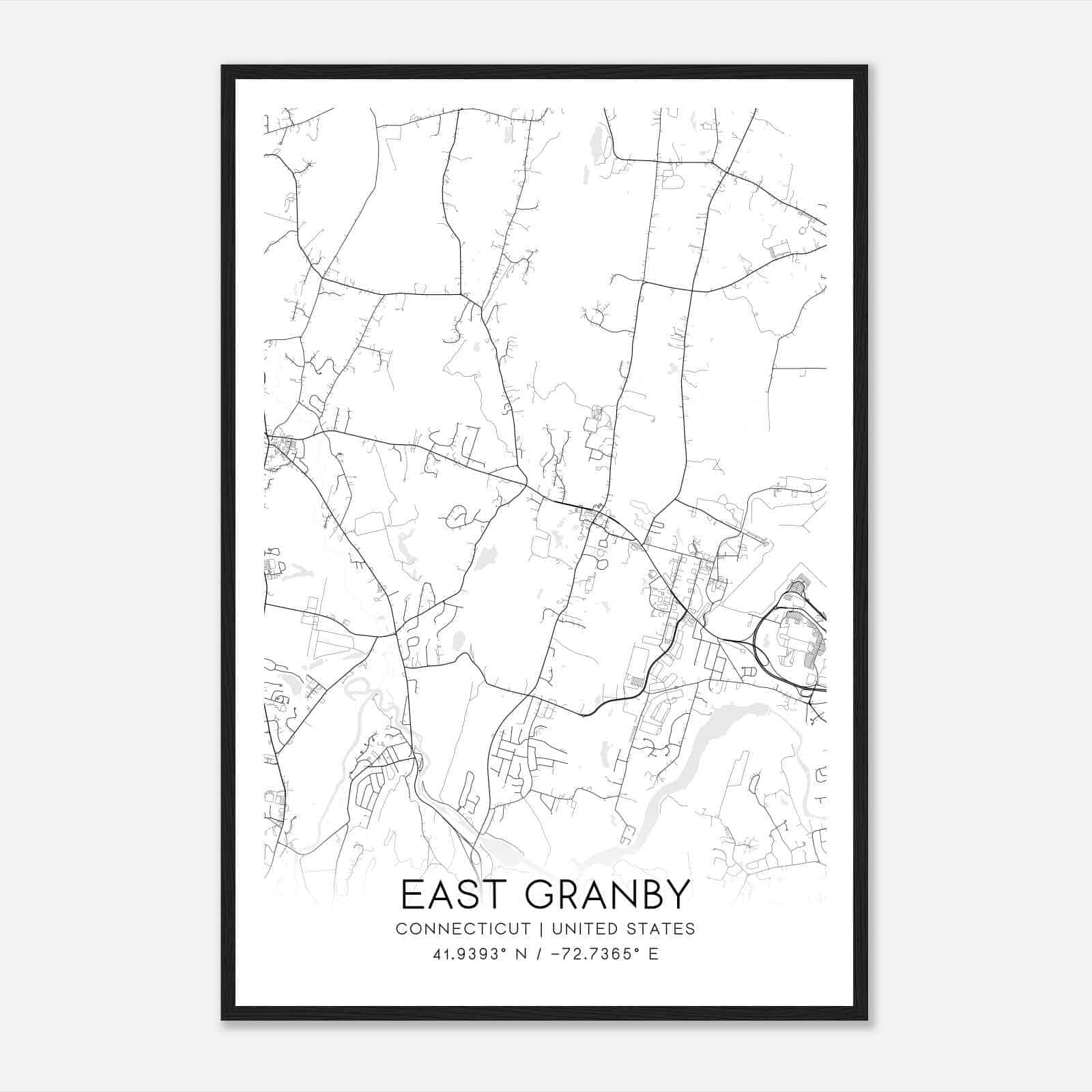 East Granby Connecticut Map Poster, Modern Home Decor Wall Art Print