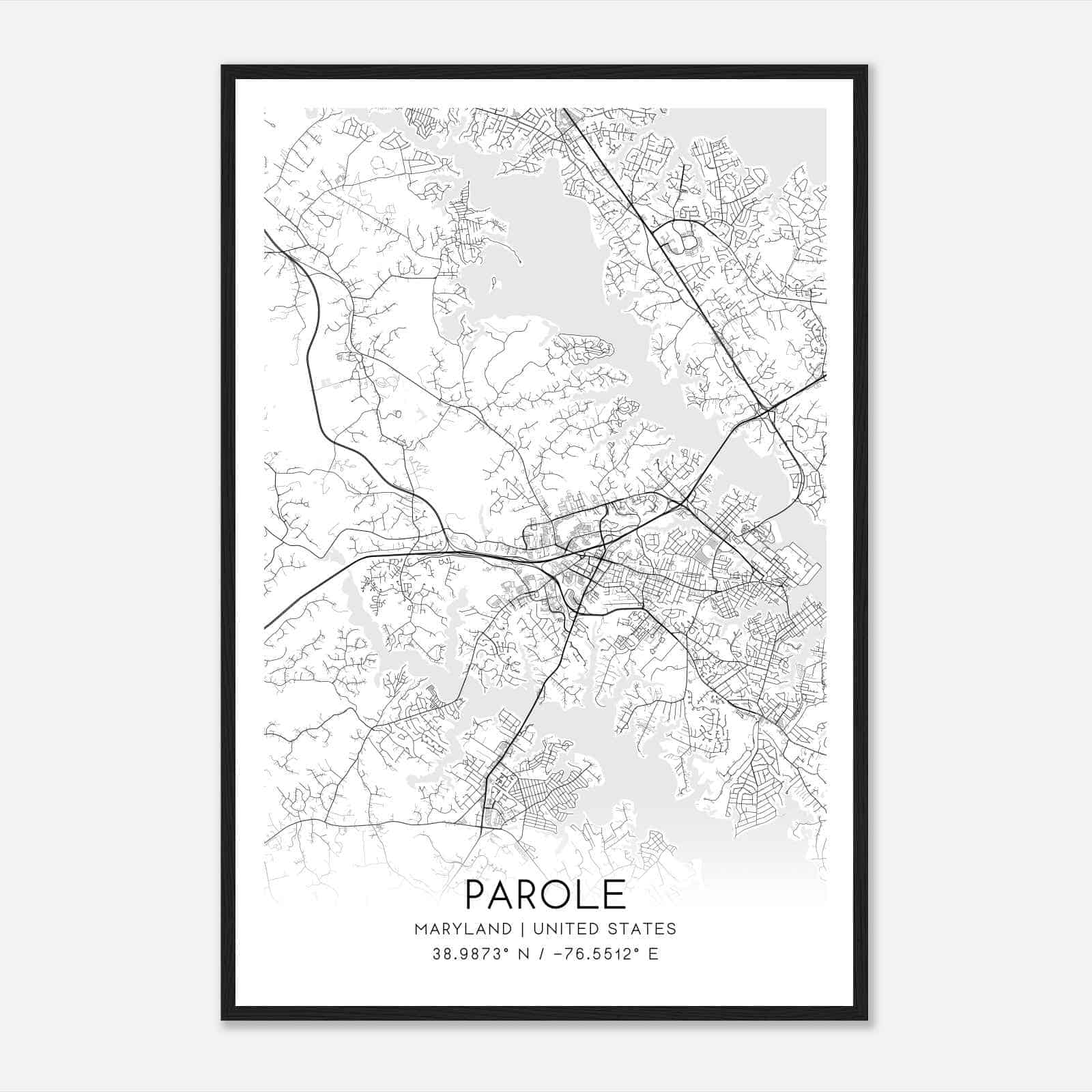 Parole Maryland Map Poster, Modern Home Decor Wall Art Print Parole Maryland Map Poster, Modern Home Decor Wall Art Print