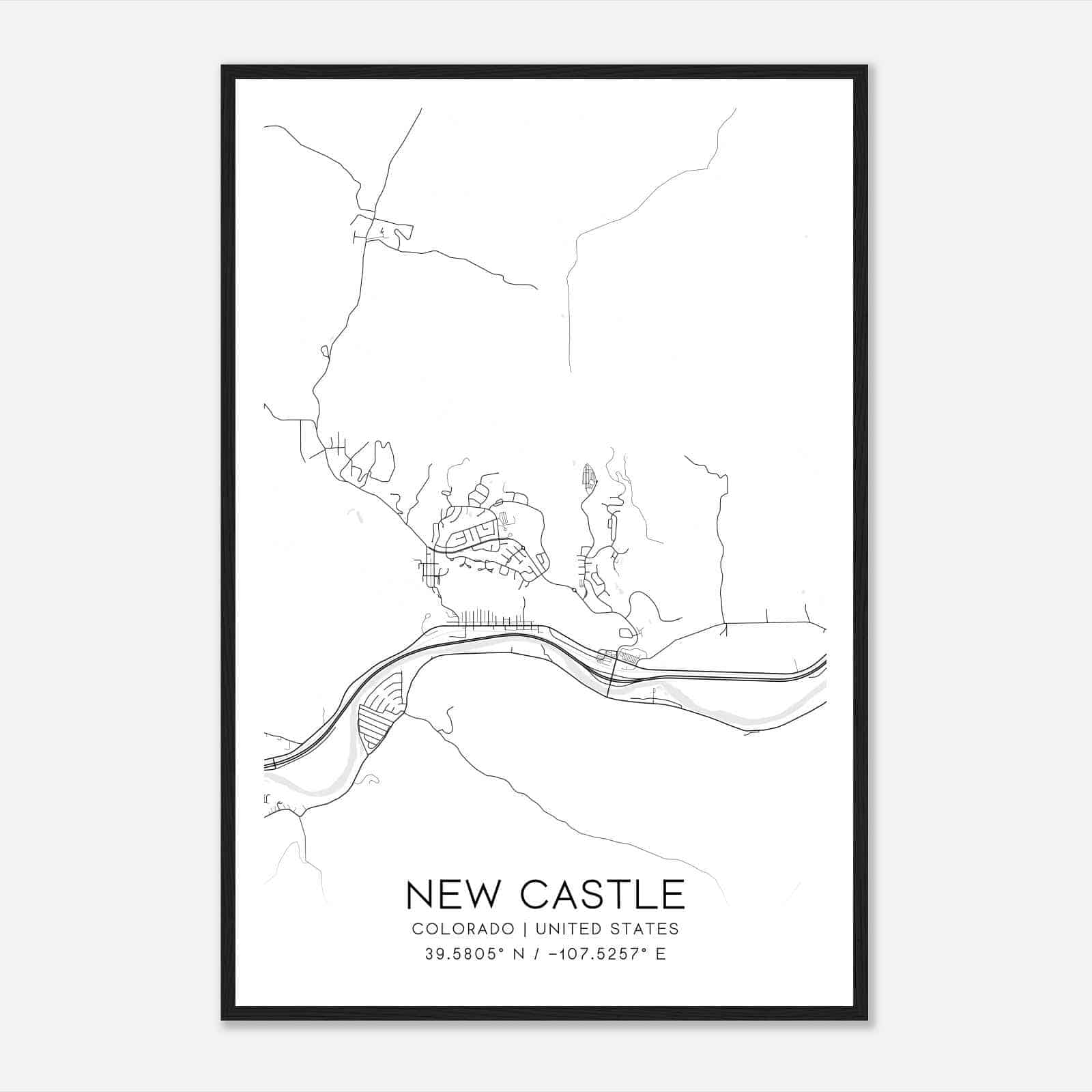 New Castle Colorado Map Poster, Modern Home Decor Wall Art Print