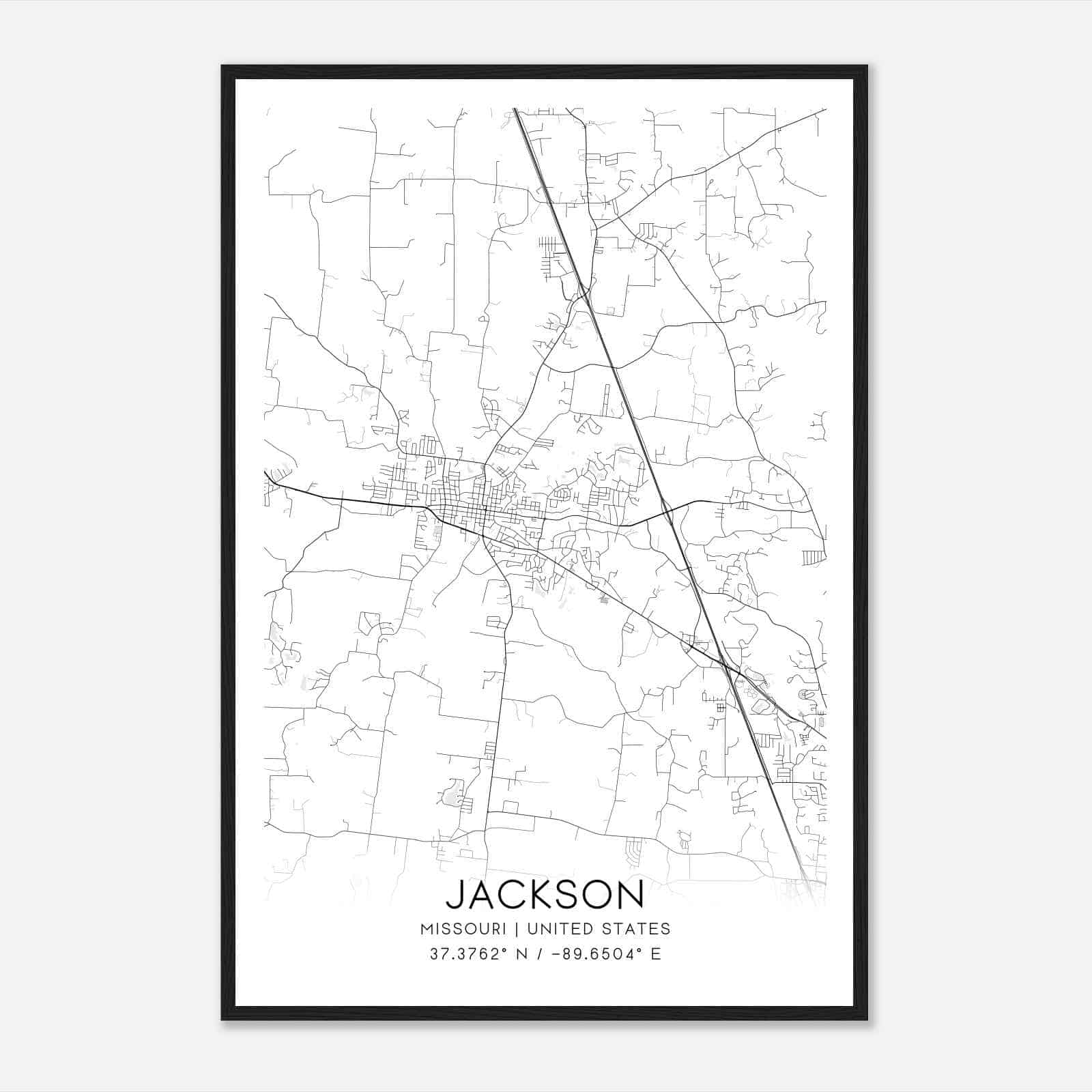 Jackson Missouri Map Poster, Modern Home Decor Wall Art Print