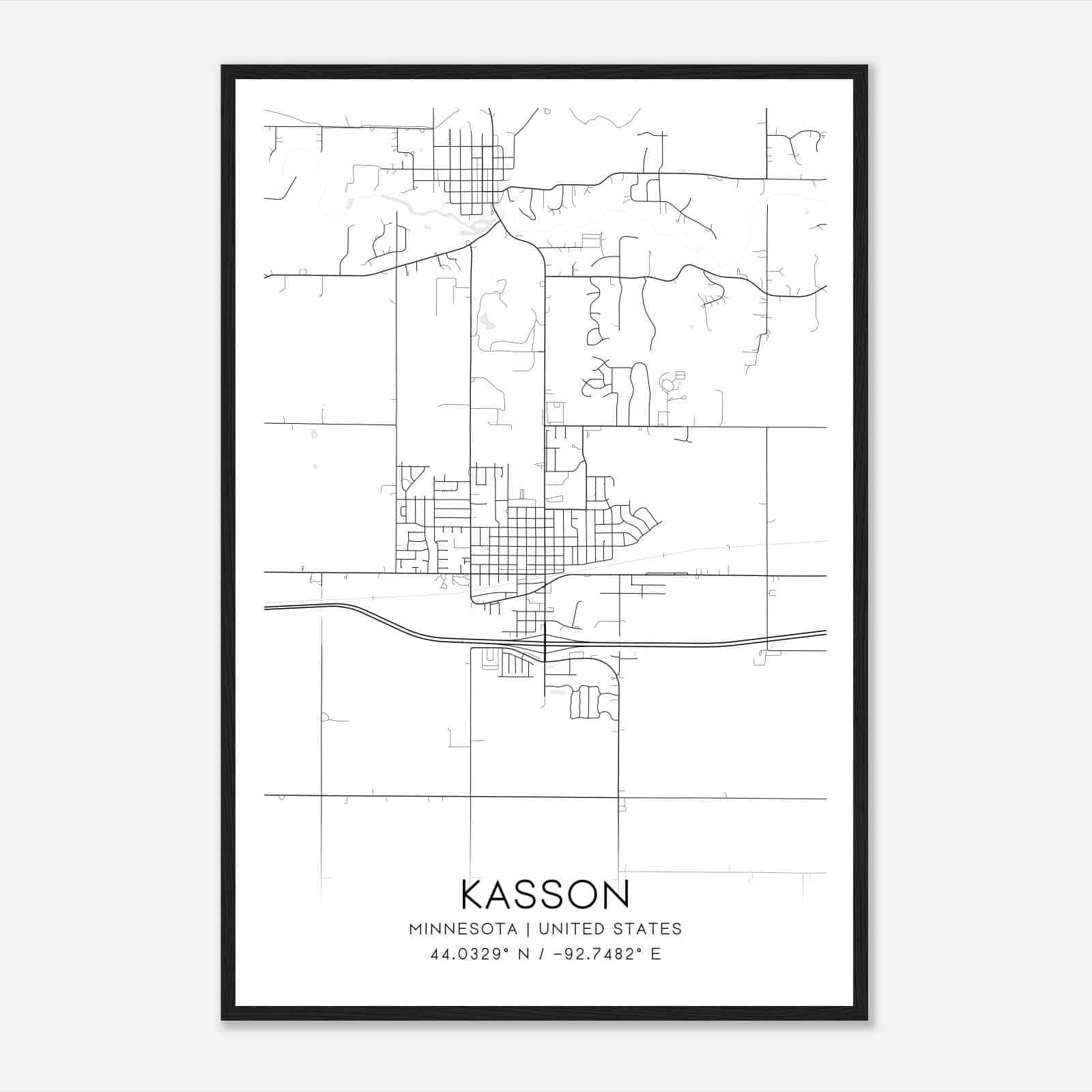Kasson Minnesota Map Poster, Modern Home Decor Wall Art Print