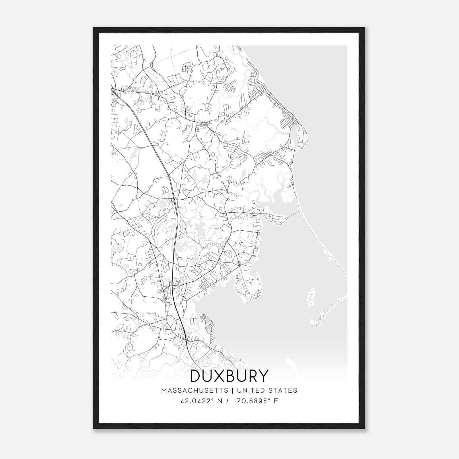 Duxbury Massachusetts Map Poster, Modern Home Decor Wall Art Print