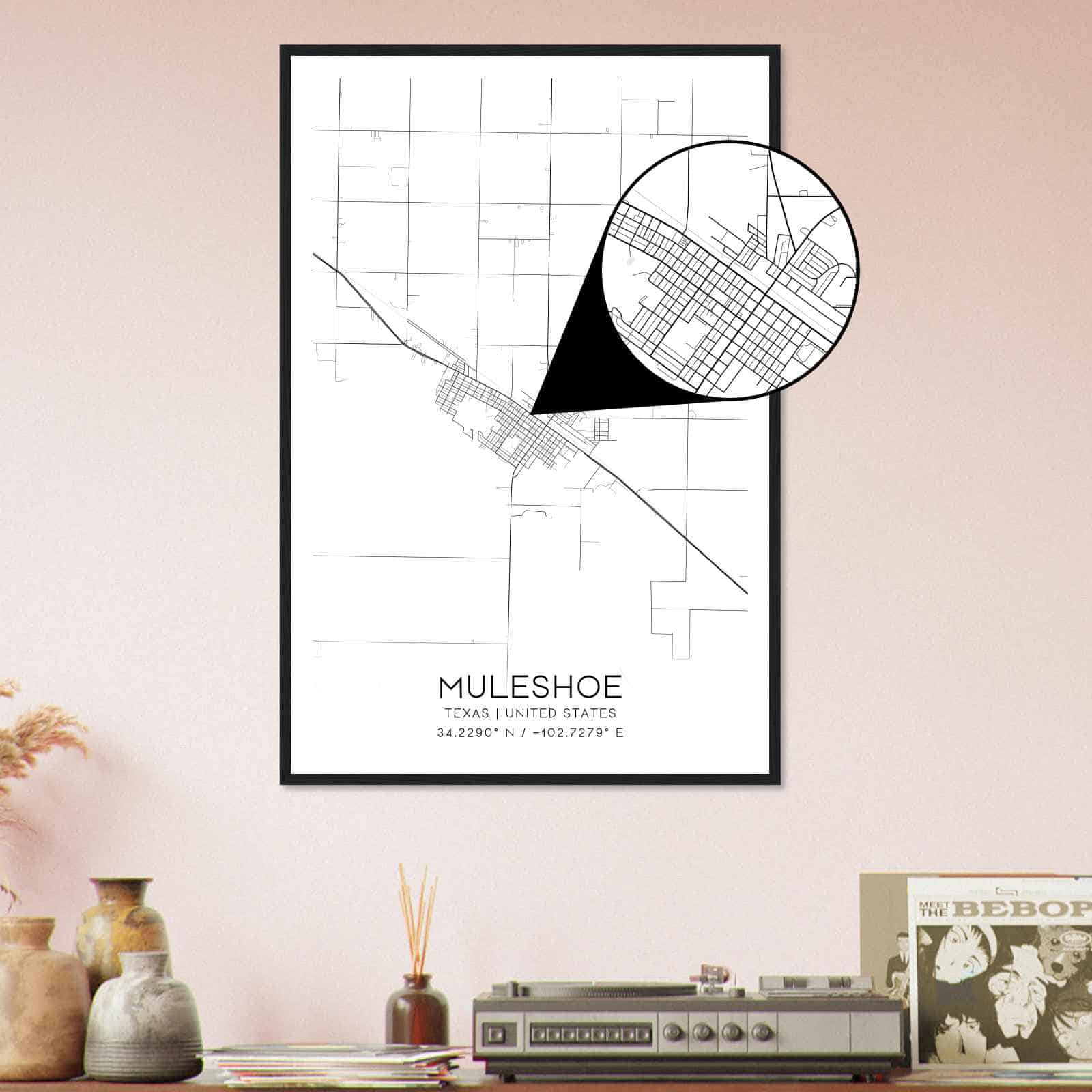 Deerfield Kansas Map Poster, Modern Home Decor Wall Art Print (Copy)