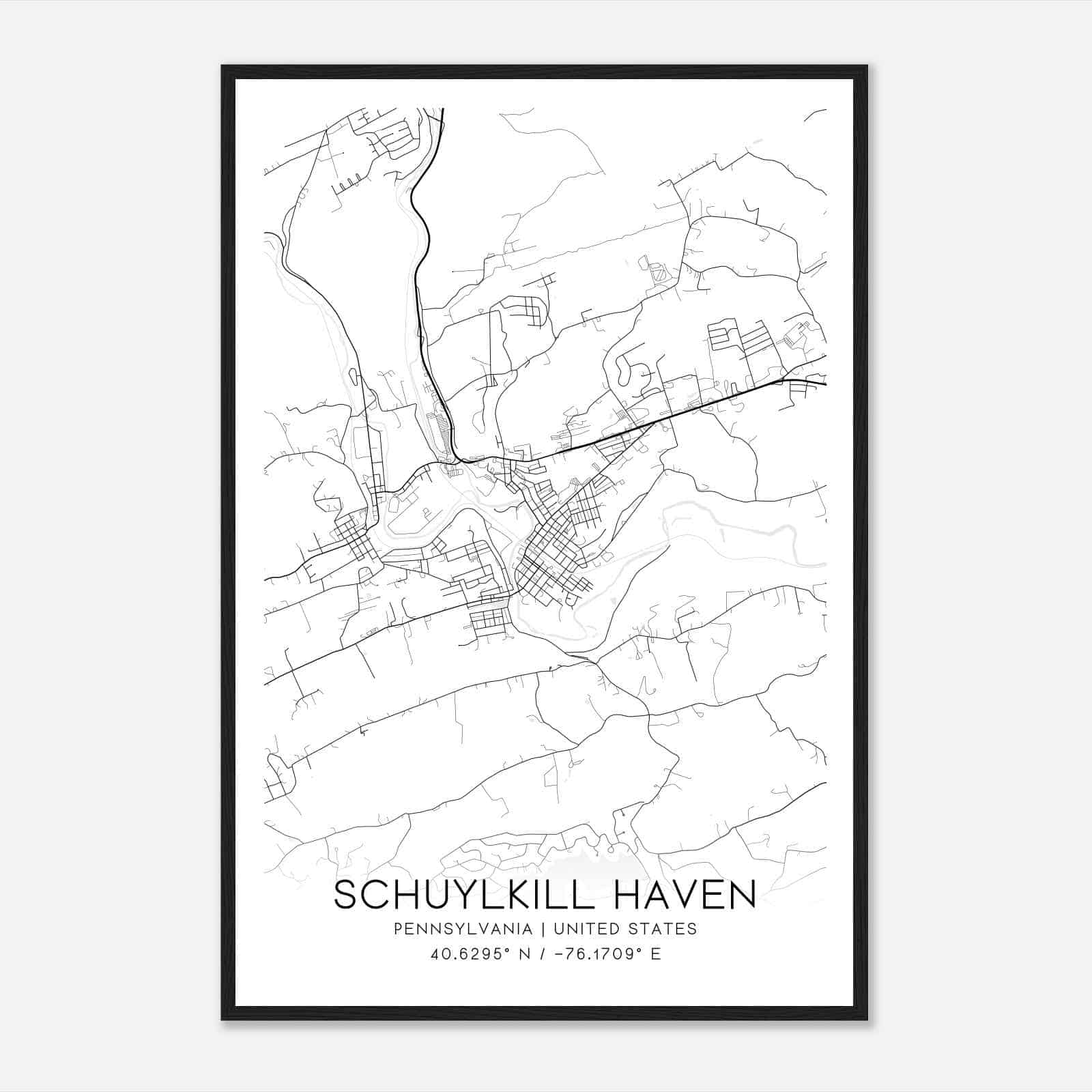 Schuylkill Haven Pennsylvania Map Poster, Modern Home Decor Wall Art Print Schuylkill Haven Pennsylvania Map Poster, Modern Home Decor Wall Art Print