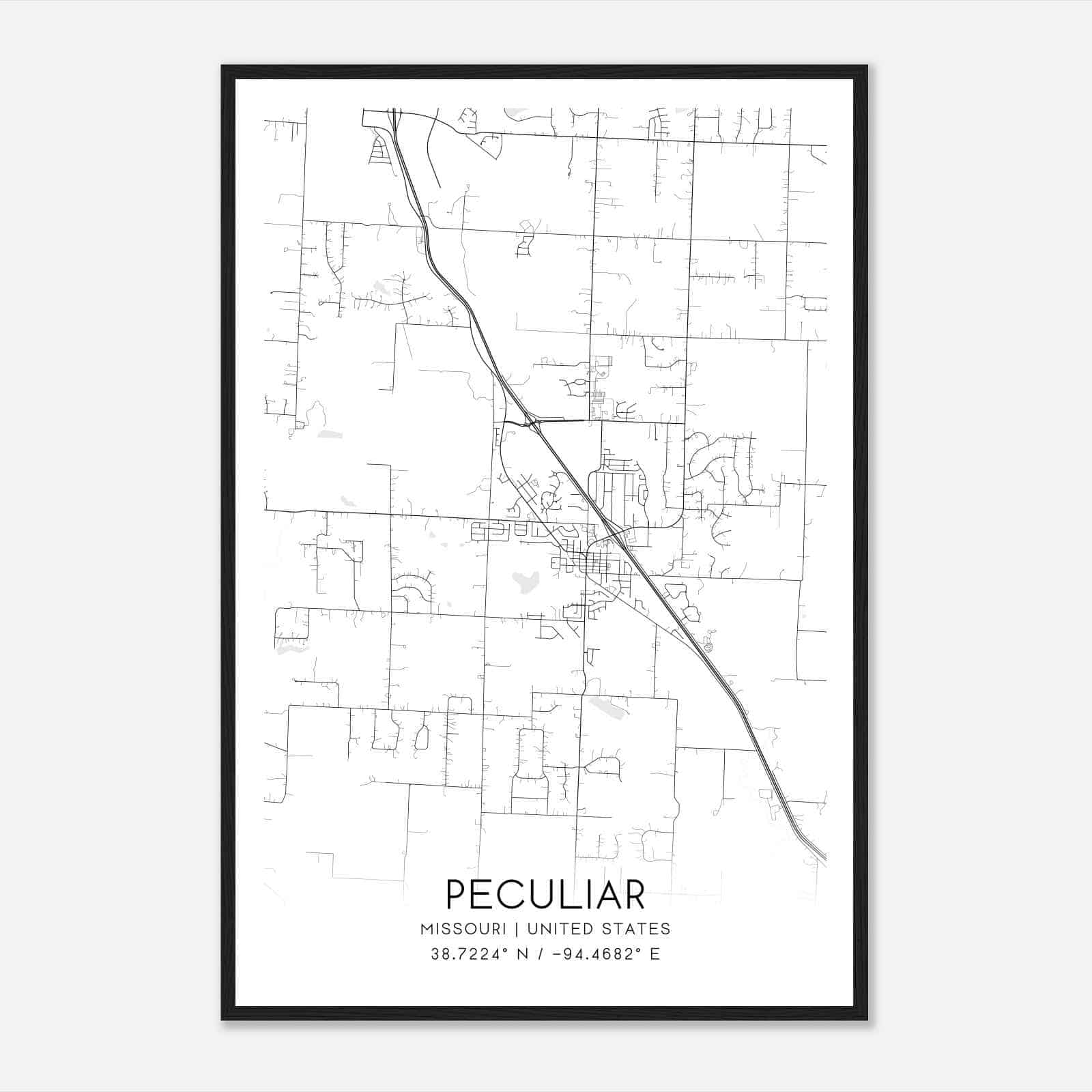 Peculiar Missouri Map Poster, Modern Home Decor Wall Art Print