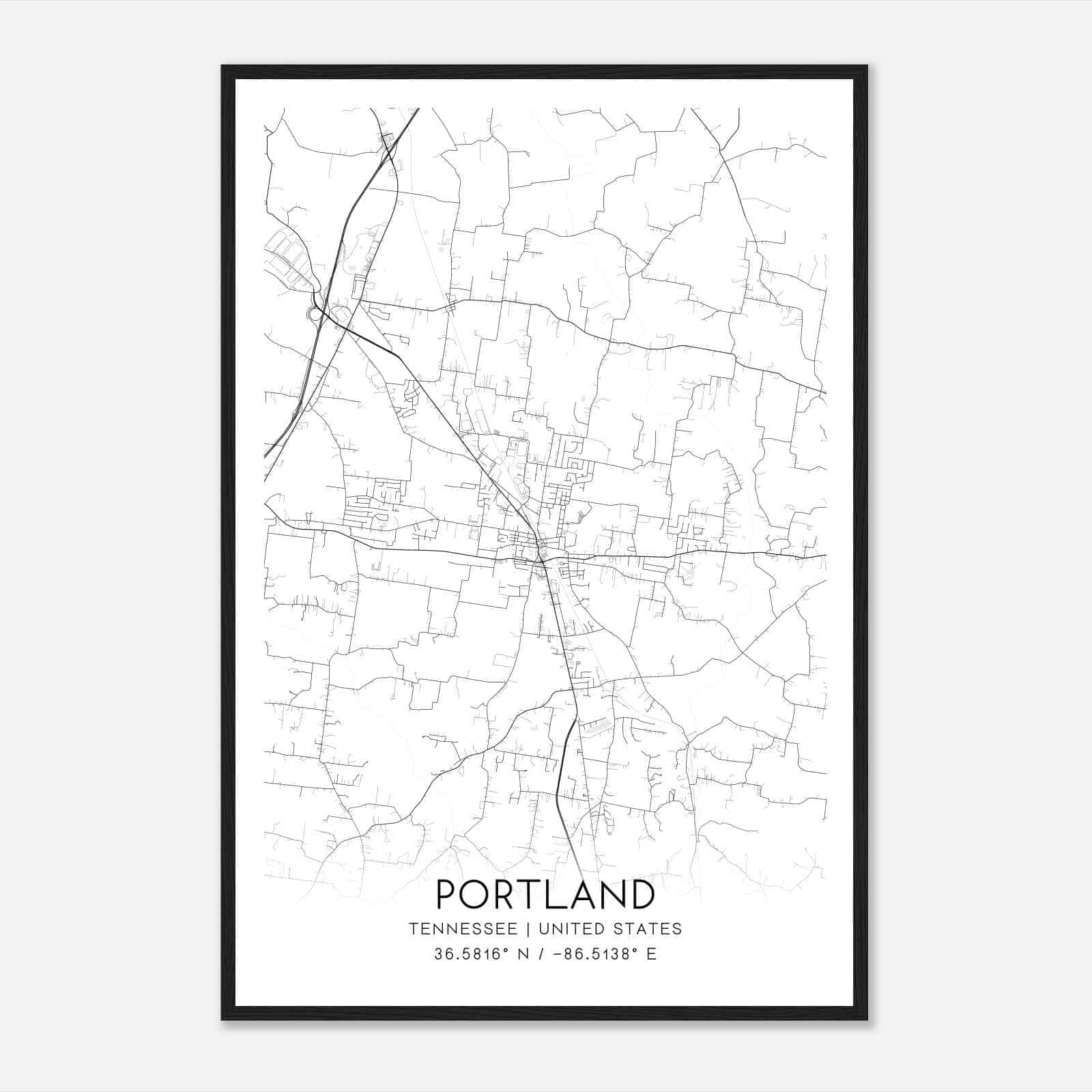 Portland Tennessee Map Poster, Modern Home Decor Wall Art Print Portland Tennessee Map Poster, Modern Home Decor Wall Art Print