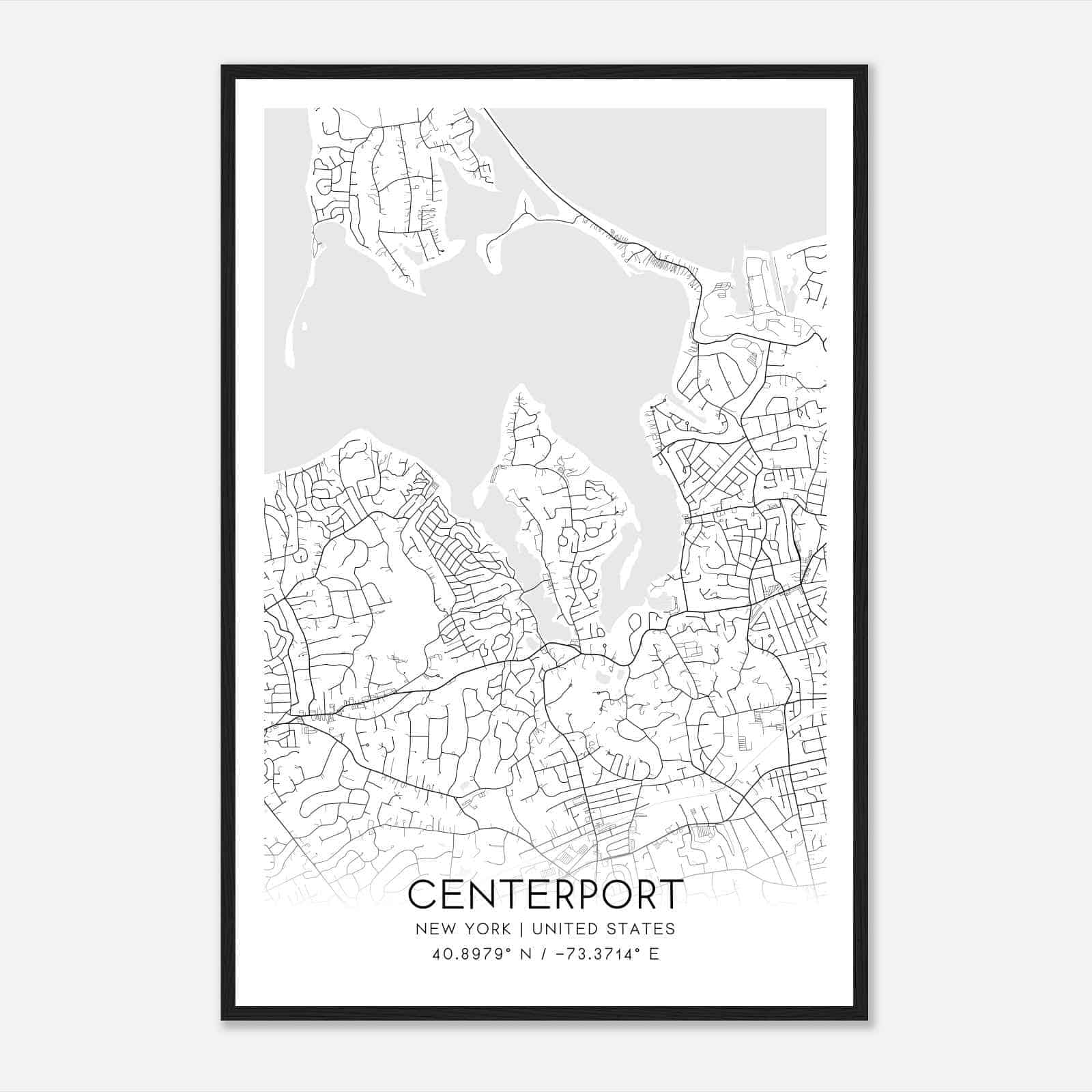 Centerport New York Map Poster, Modern Home Decor Wall Art Print