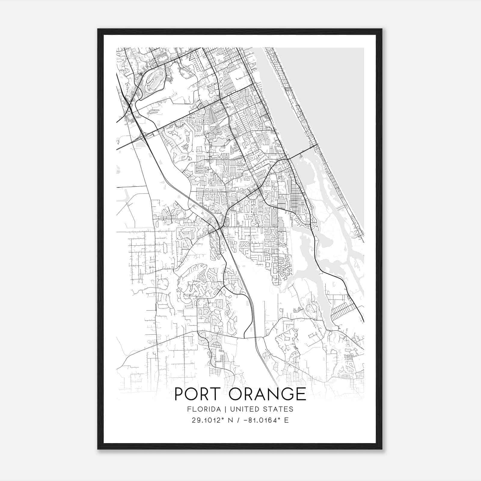 Port Orange Florida Map Poster, Modern Home Decor Wall Art Print Port Orange Florida Map Poster, Modern Home Decor Wall Art Print