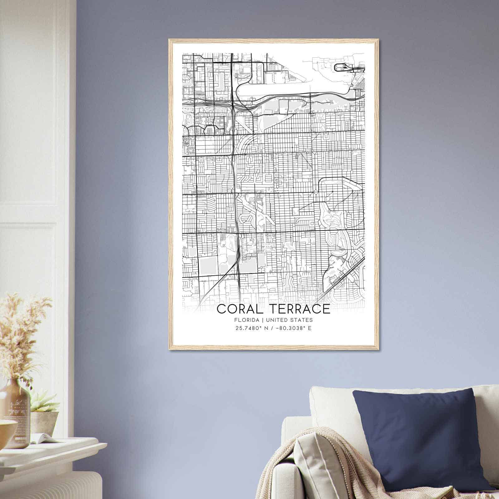 Deerfield Kansas Map Poster, Modern Home Decor Wall Art Print (Copy)
