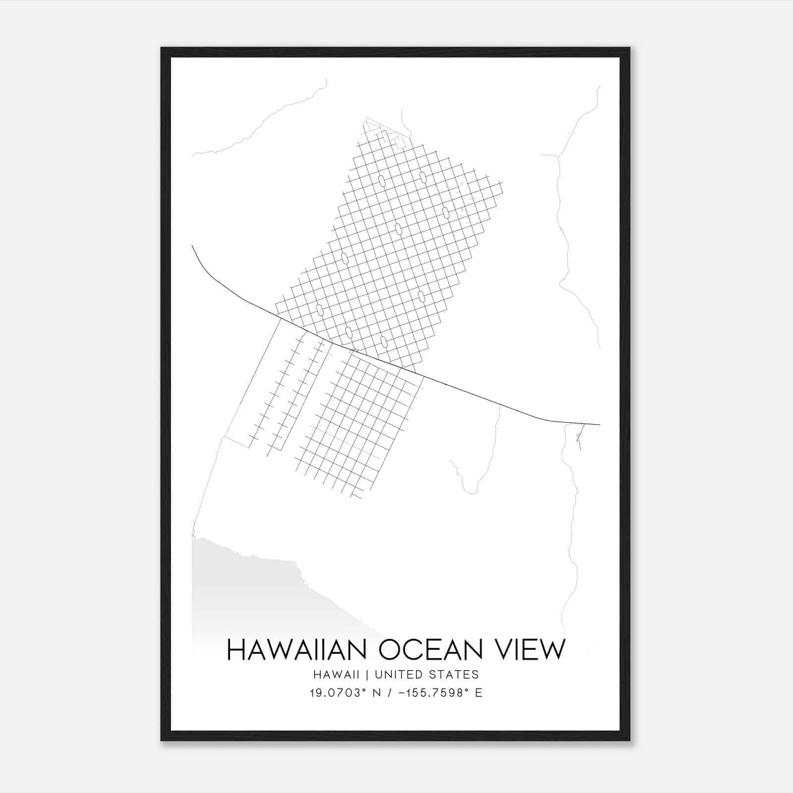 Hawaiian Ocean View Hawaii Map Poster, Modern Home Decor Wall Art Print Hawaiian Ocean View Hawaii Map Poster, Modern Home Decor Wall Art Print