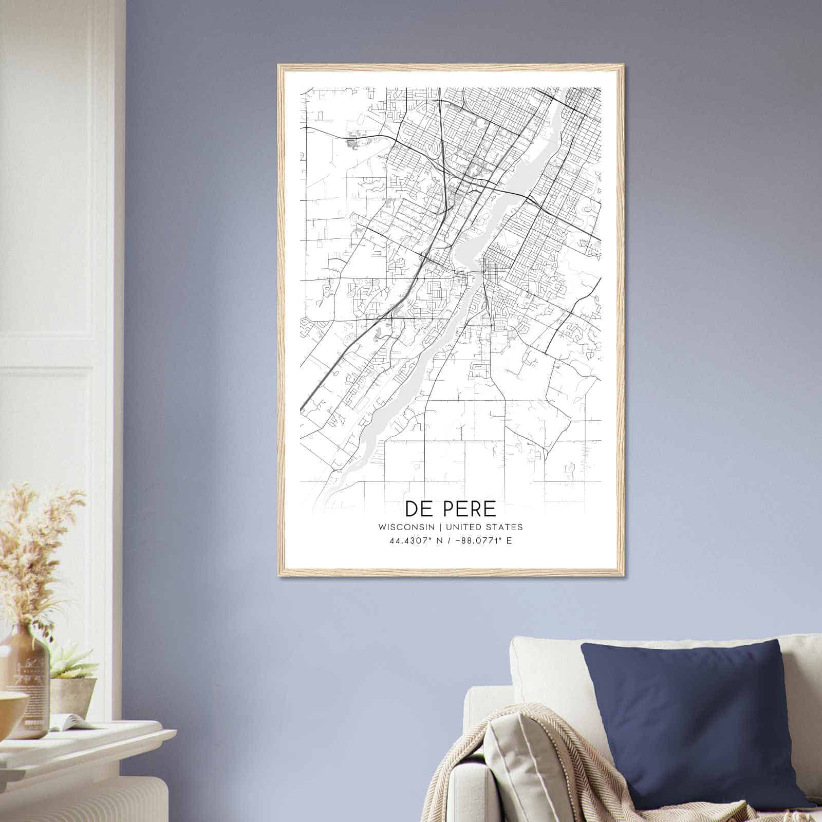 Deerfield Kansas Map Poster, Modern Home Decor Wall Art Print (Copy)