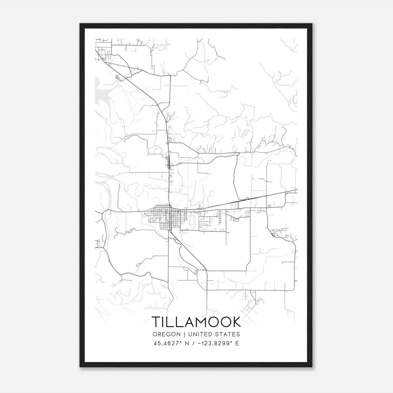 Tillamook Oregon Map Poster, Modern Home Decor Wall Art Print