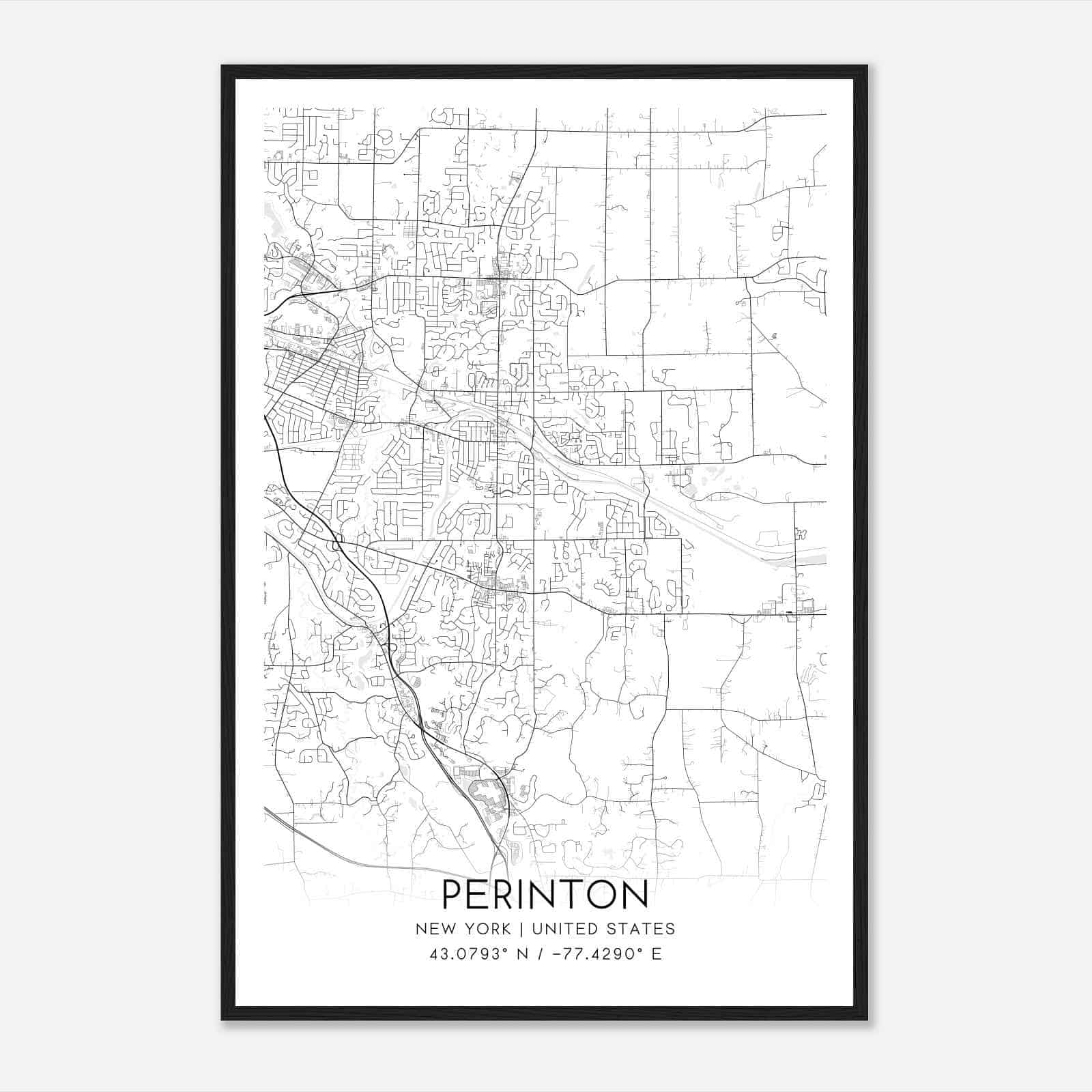 Perinton New York Map Poster, Modern Home Decor Wall Art Print