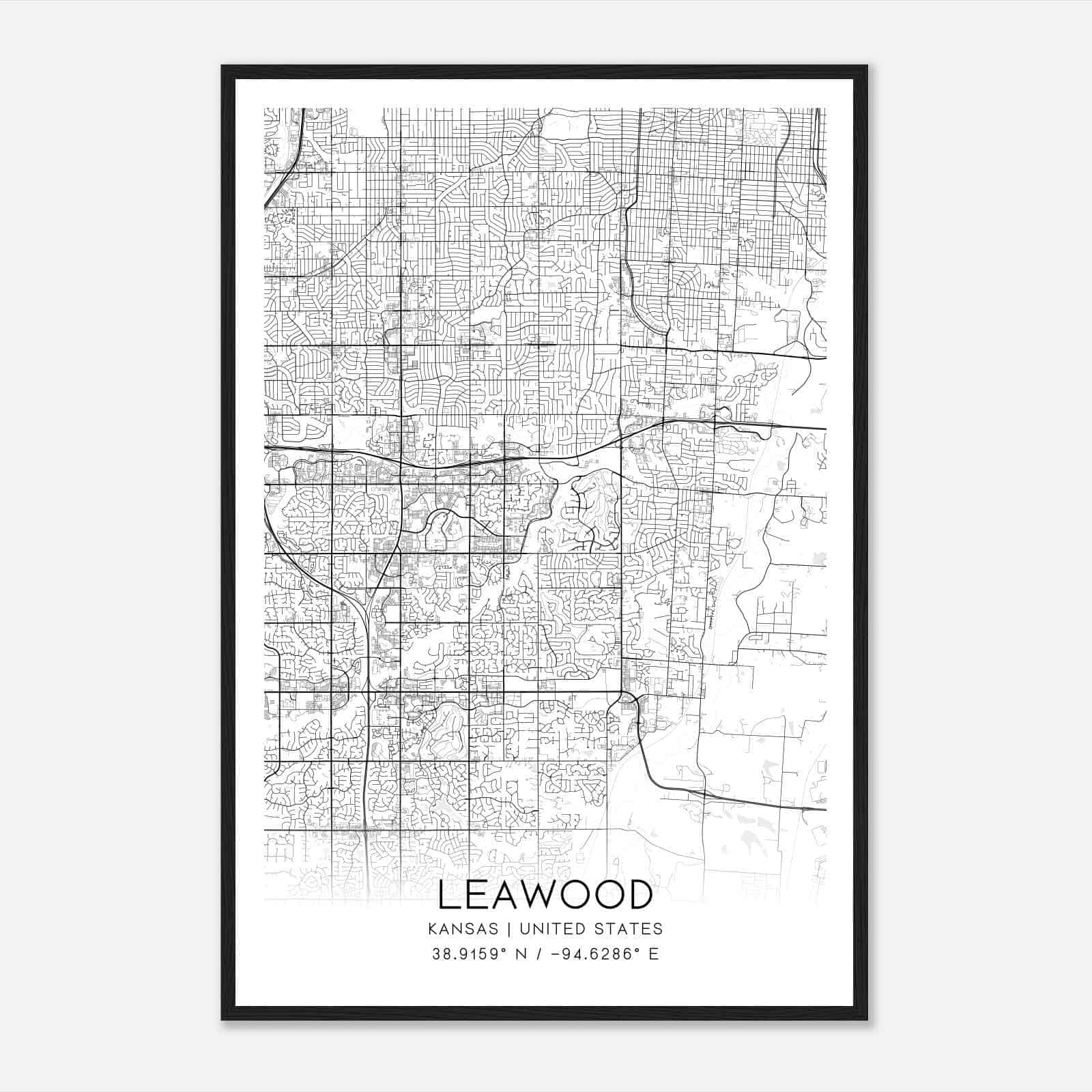 Leawood Kansas Map Poster, Modern Home Decor Wall Art Print
