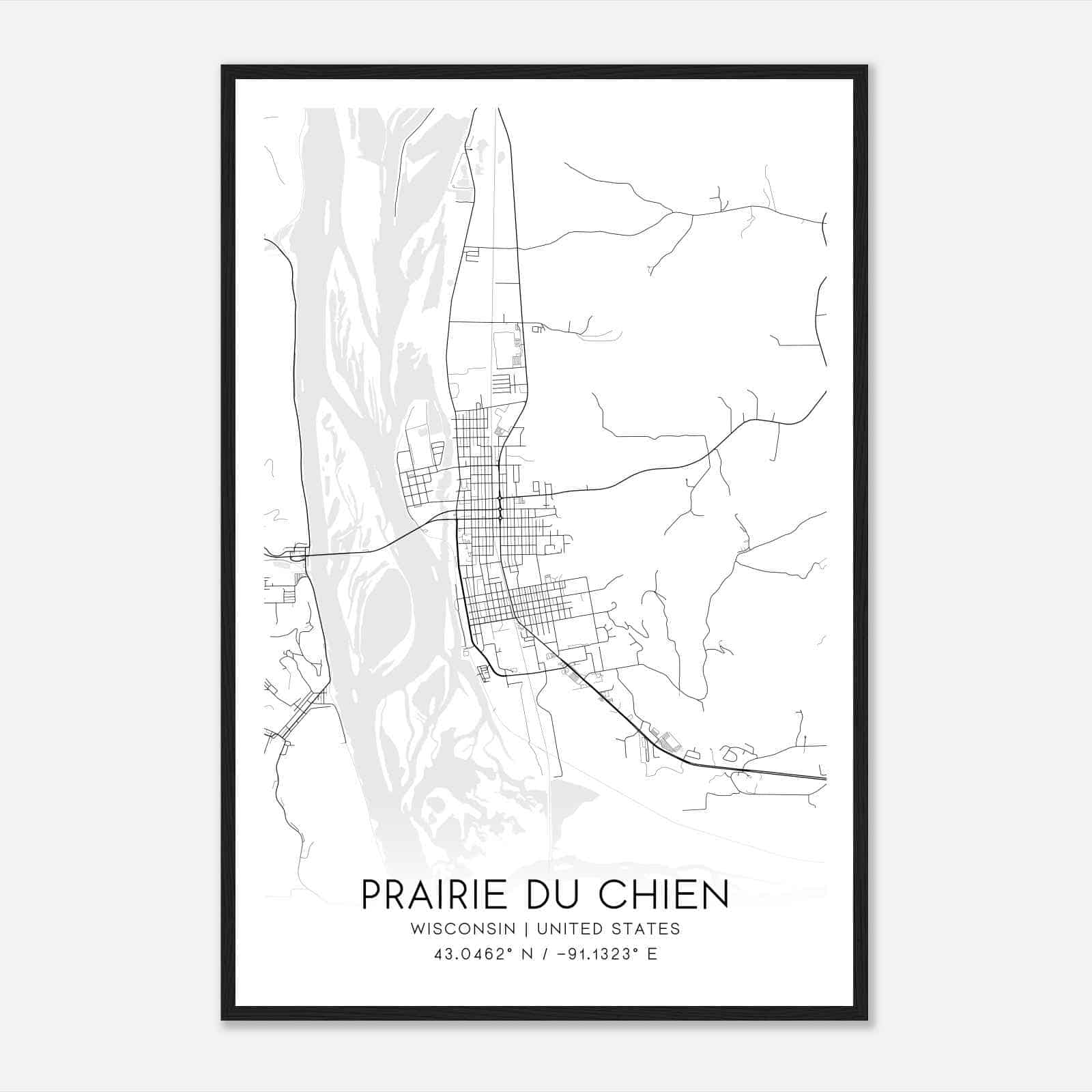 Prairie du Chien Wisconsin Map Poster, Modern Home Decor Wall Art Print Prairie du Chien Wisconsin Map Poster, Modern Home Decor Wall Art Print
