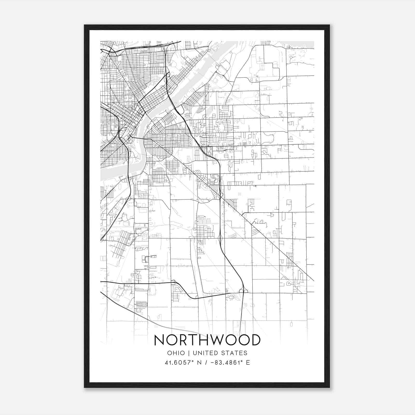 Northwood Ohio Map Poster, Modern Home Decor Wall Art Print Northwood Ohio Map Poster, Modern Home Decor Wall Art Print