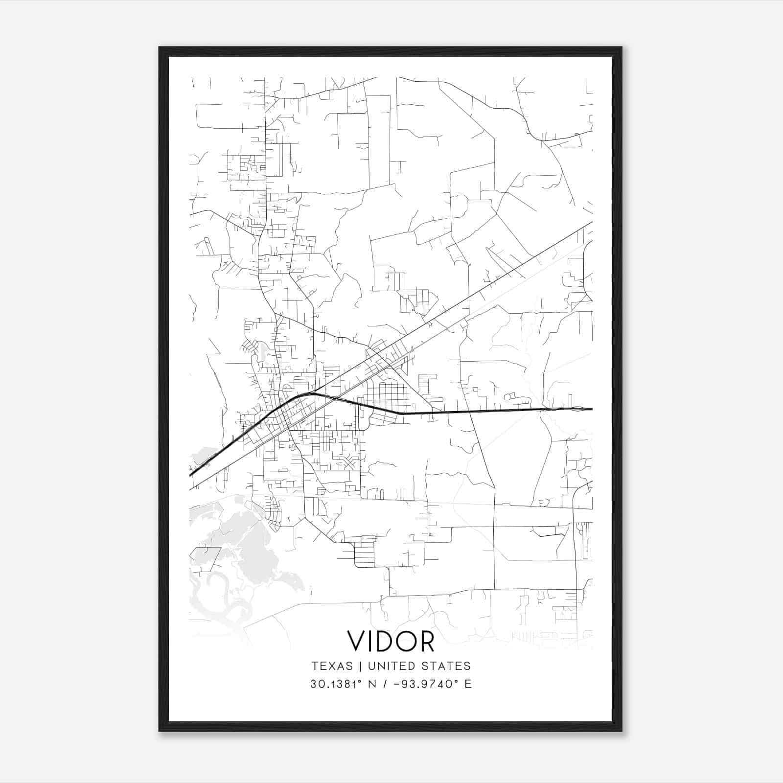 Vidor Texas Map Poster, Modern Home Decor Wall Art Print Vidor Texas Map Poster, Modern Home Decor Wall Art Print