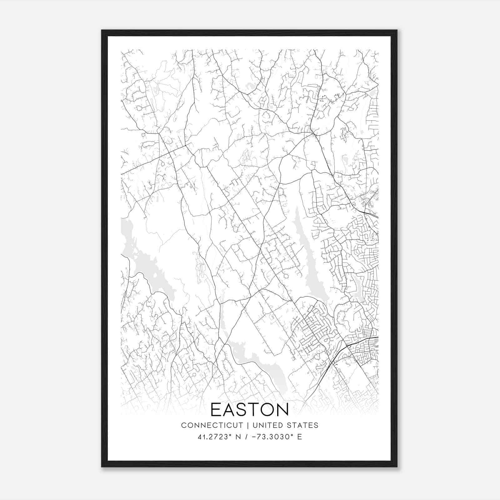 Easton Connecticut Map Poster, Modern Home Decor Wall Art Print