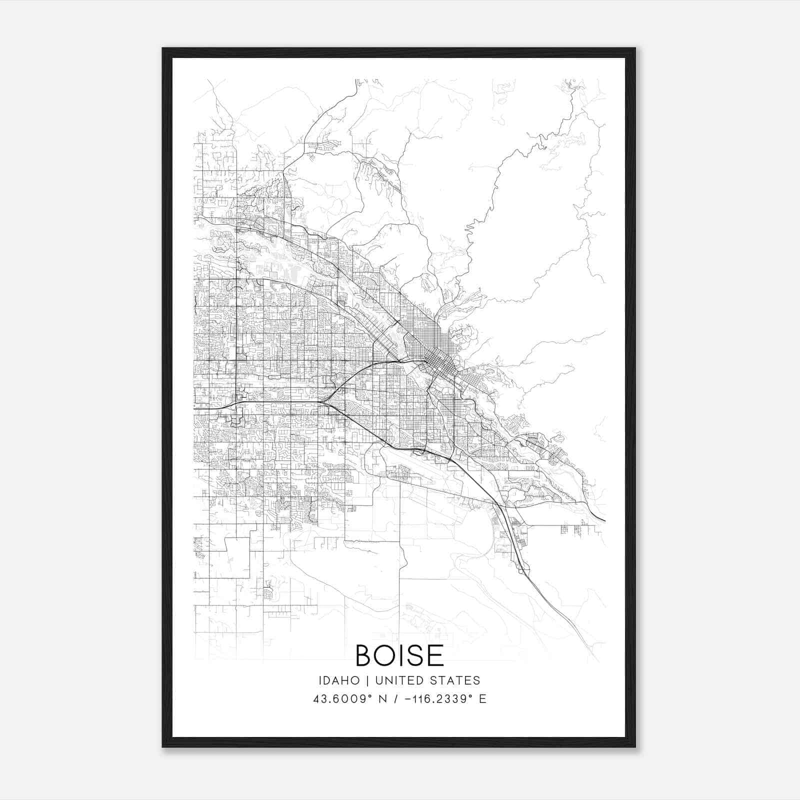 Boise Idaho Map Poster, Modern Home Decor Wall Art Print