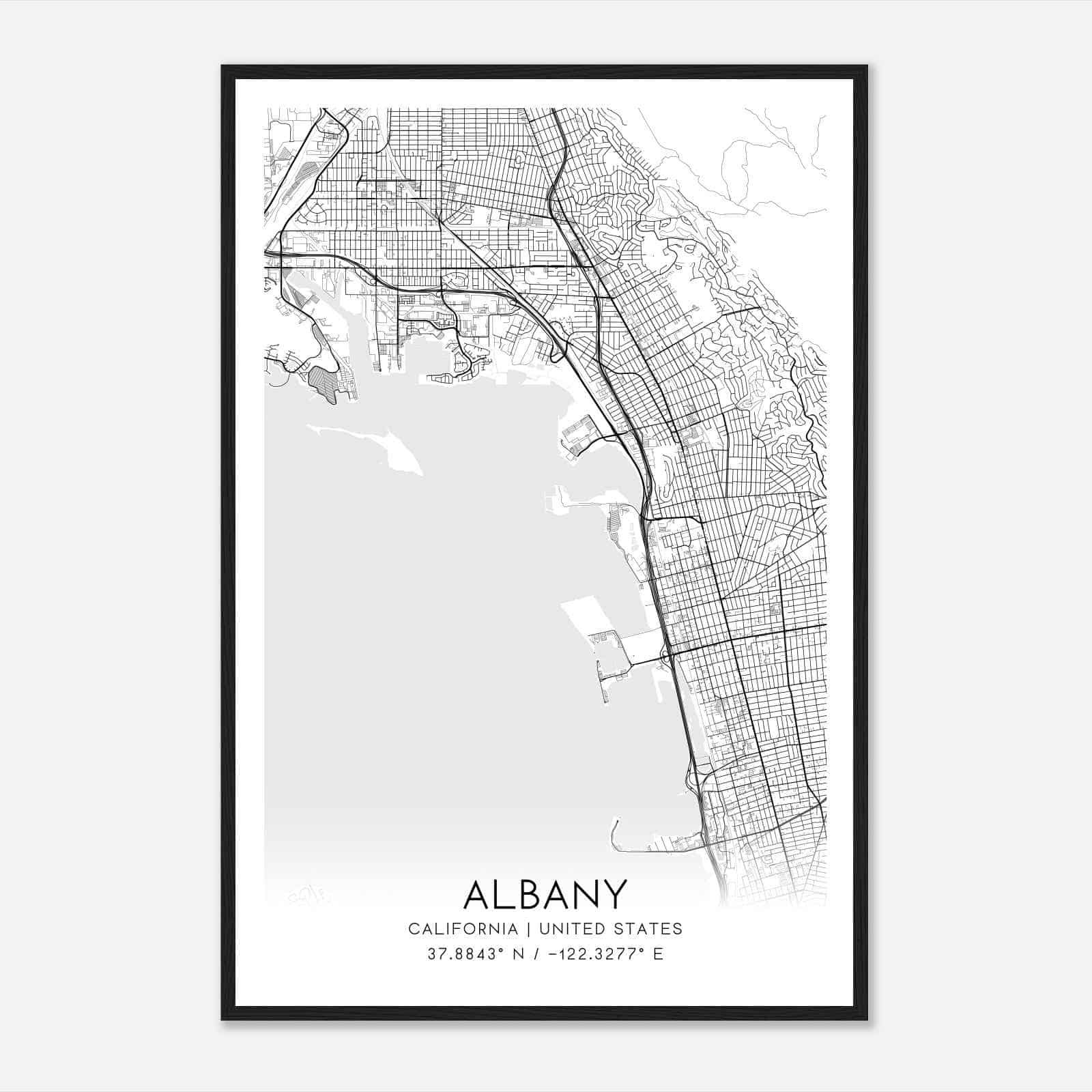 Albany California Map Poster, Modern Home Decor Wall Art Print