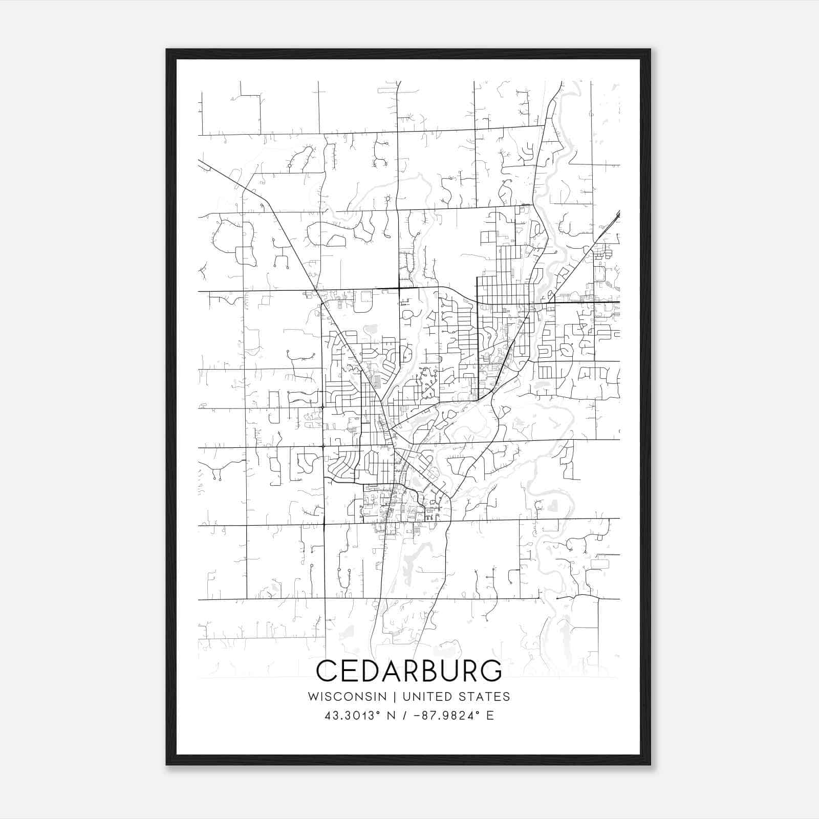 Cedarburg Wisconsin Map Poster, Modern Home Decor Wall Art Print