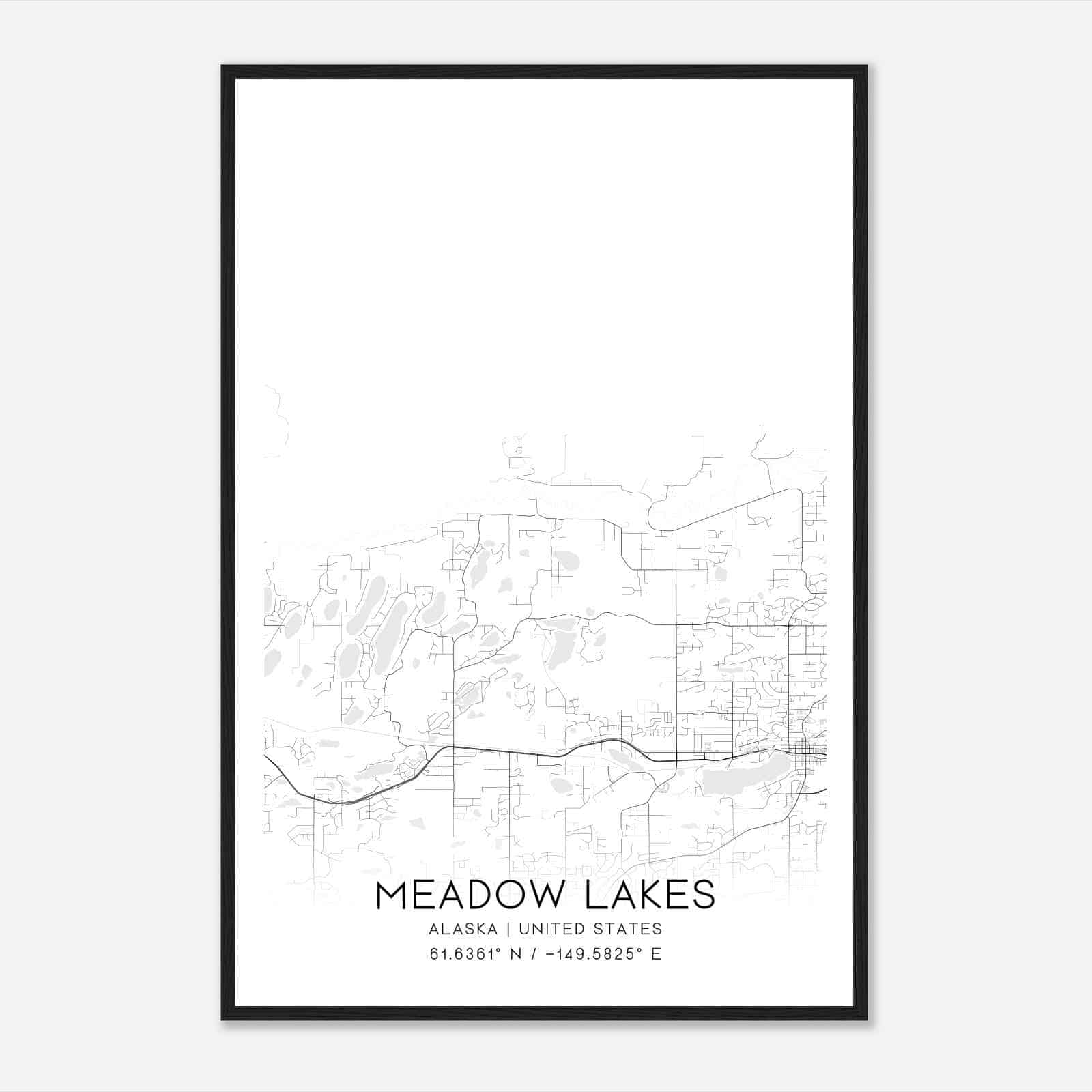 Meadow Lakes Alaska Map Poster, Modern Home Decor Wall Art Print Meadow Lakes Alaska Map Poster, Modern Home Decor Wall Art Print