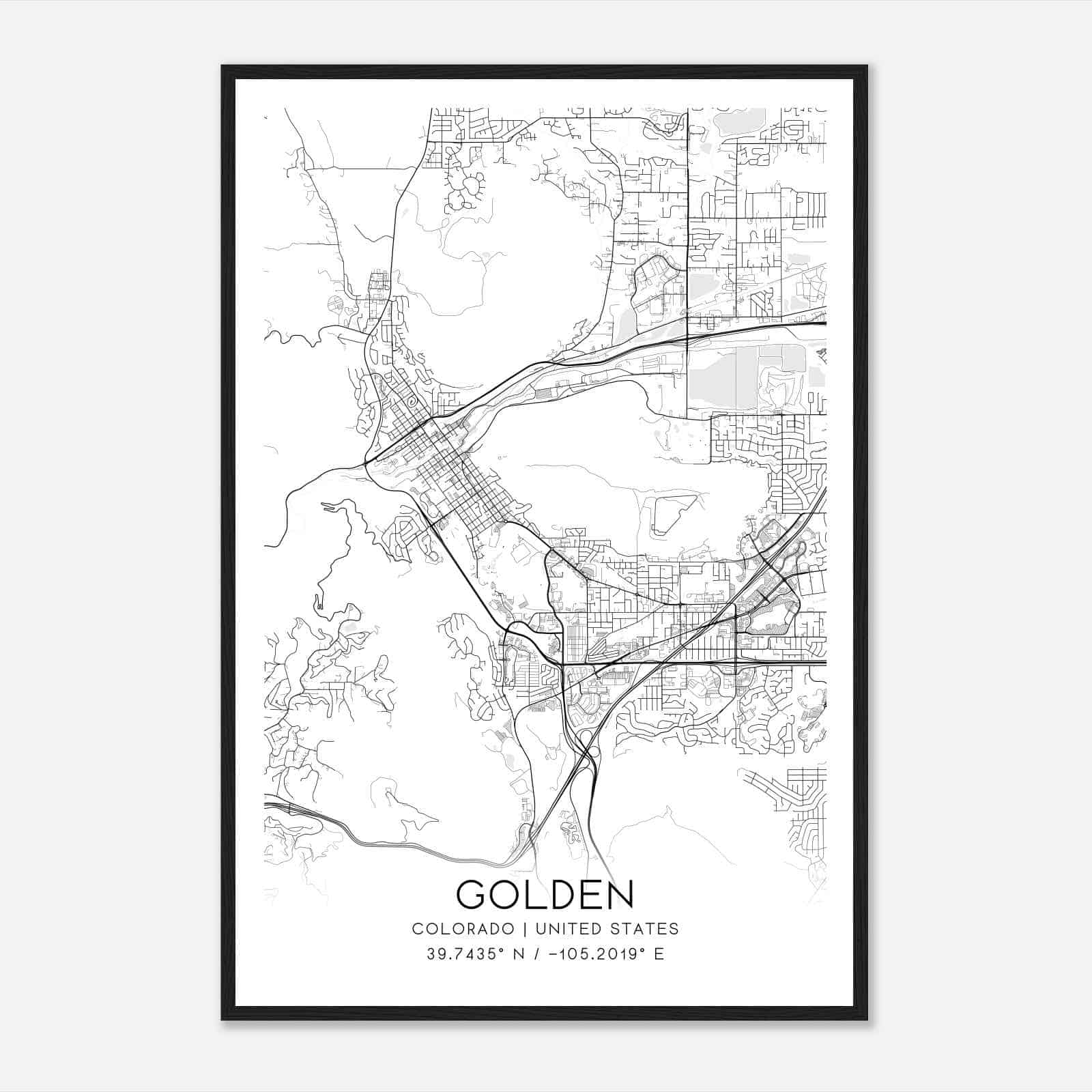 Golden Colorado Map Poster, Modern Home Decor Wall Art Print
