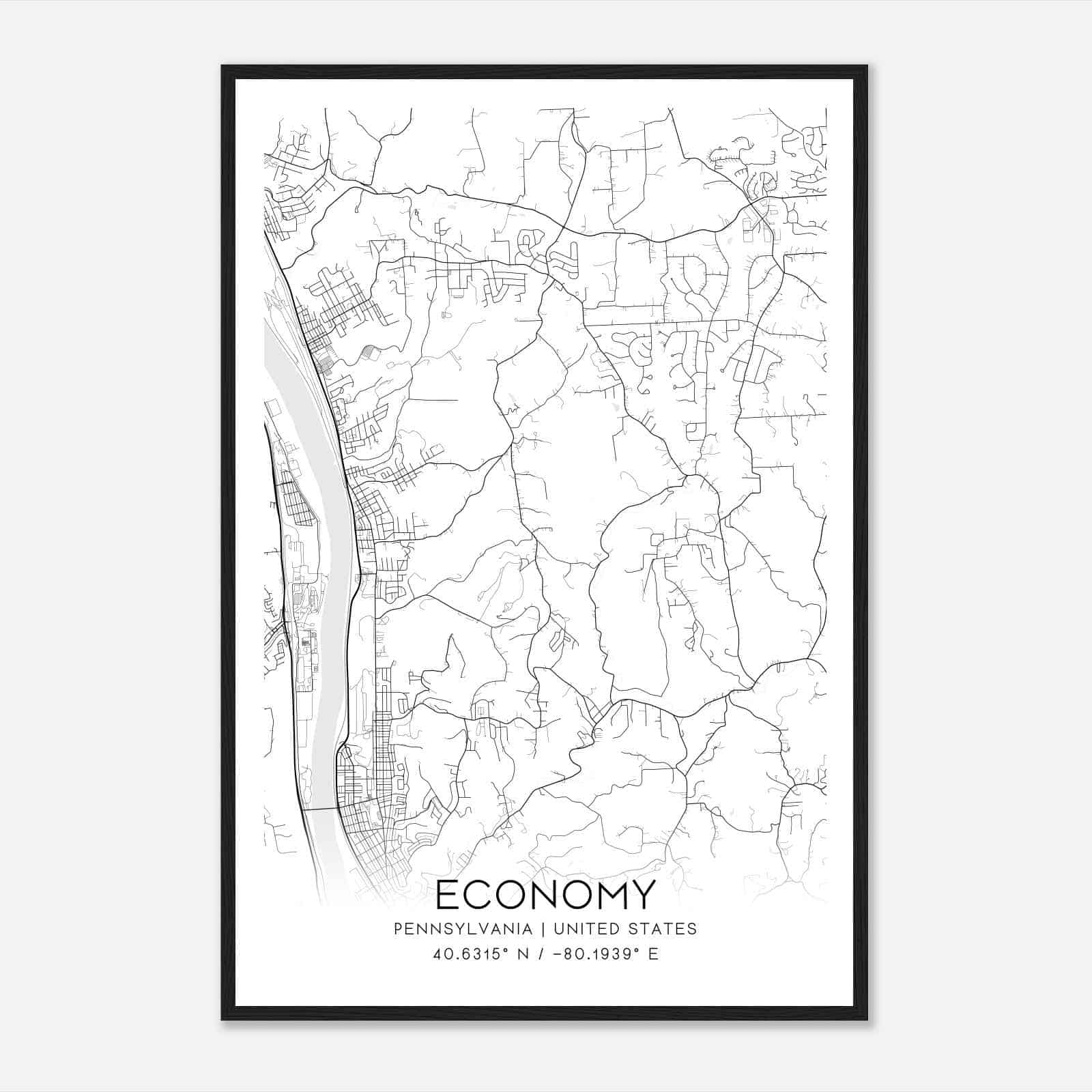 Economy Pennsylvania Map Poster, Modern Home Decor Wall Art Print