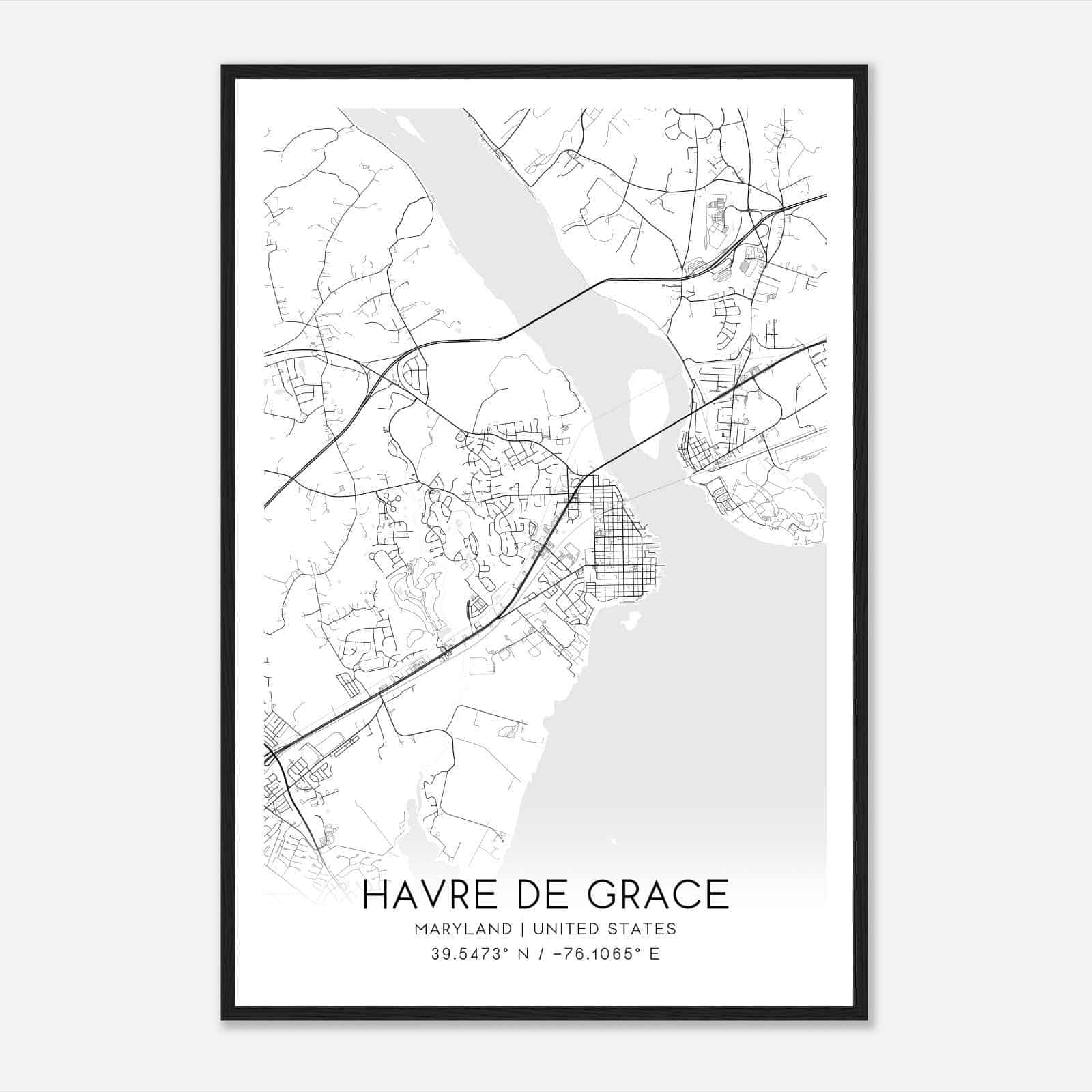 Havre de Grace Maryland Map Poster, Modern Home Decor Wall Art Print Havre de Grace Maryland Map Poster, Modern Home Decor Wall Art Print