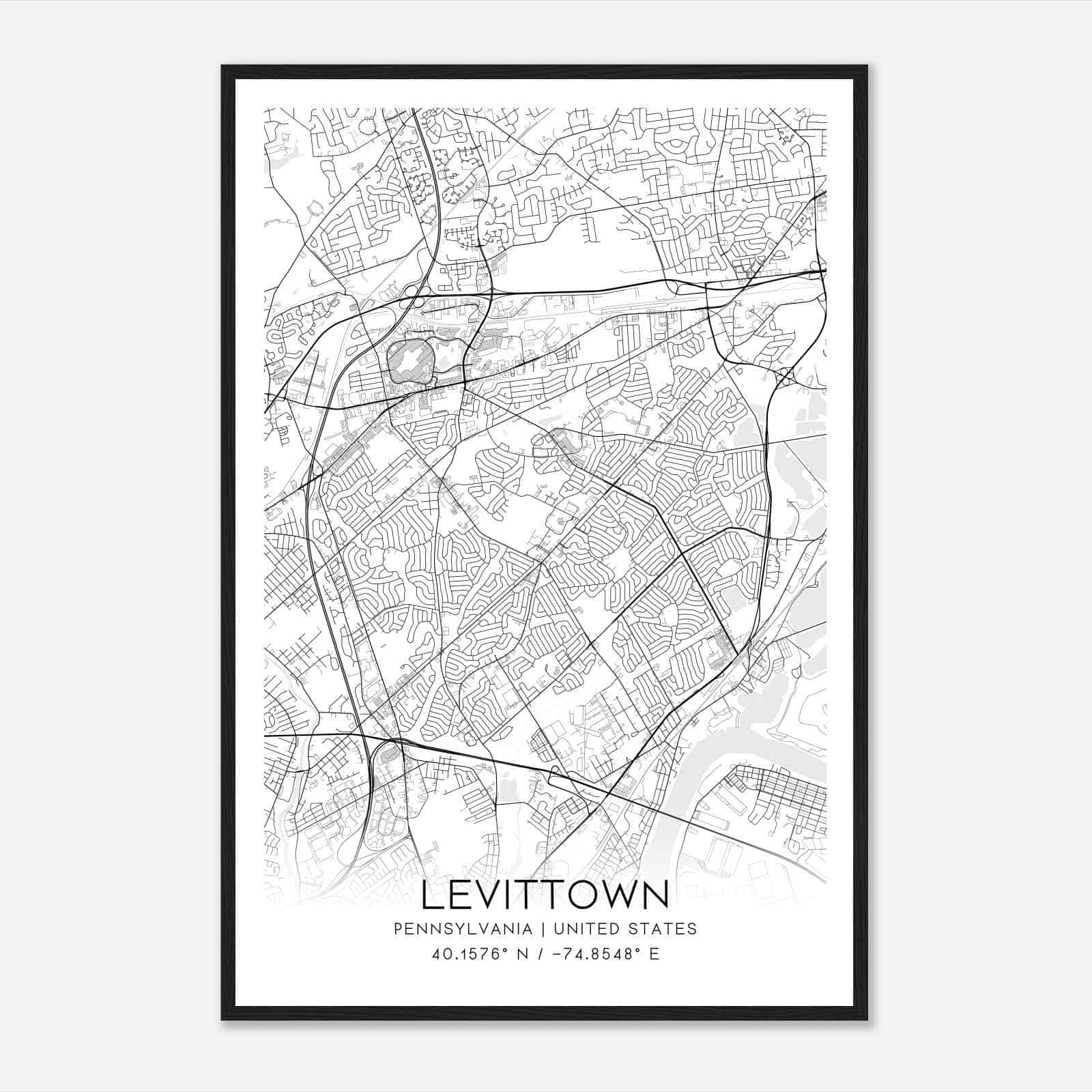Levittown Pennsylvania Map Poster, Modern Home Decor Wall Art Print