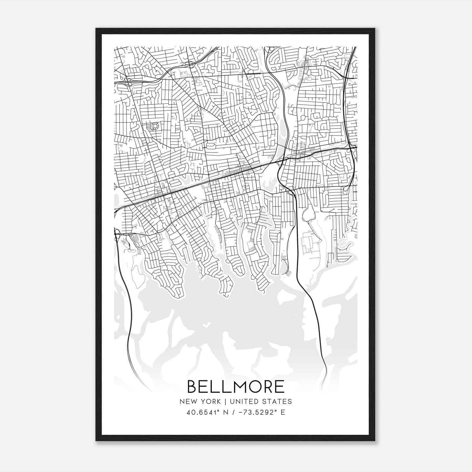 Bellmore New York Map Poster, Modern Home Decor Wall Art Print
