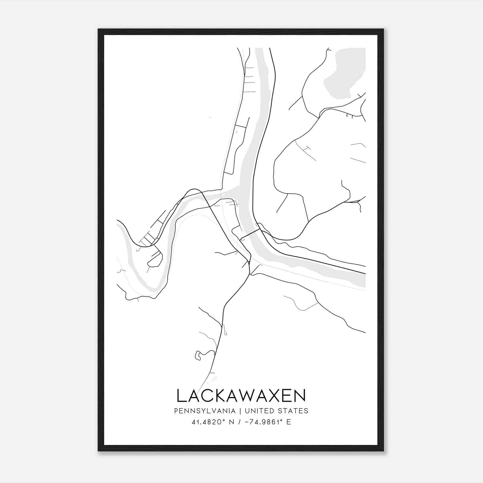 Lackawaxen Pennsylvania Map Poster, Modern Home Decor Wall Art Print