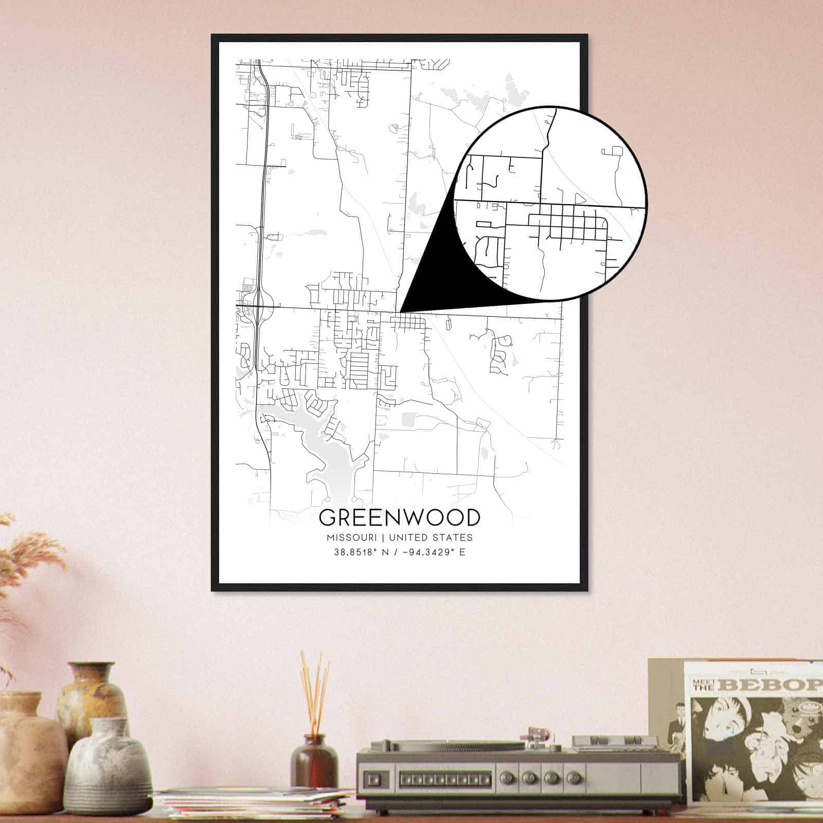 Deerfield Kansas Map Poster, Modern Home Decor Wall Art Print (Copy)