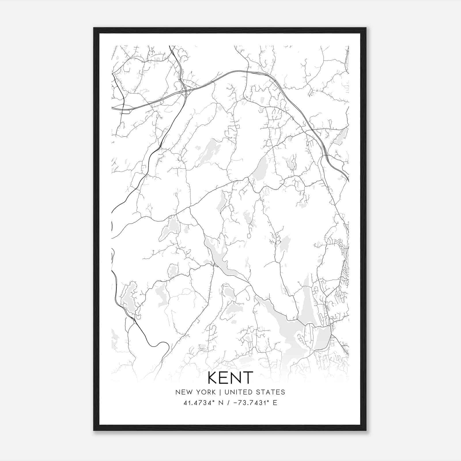 Kent New York Map Poster, Modern Home Decor Wall Art Print
